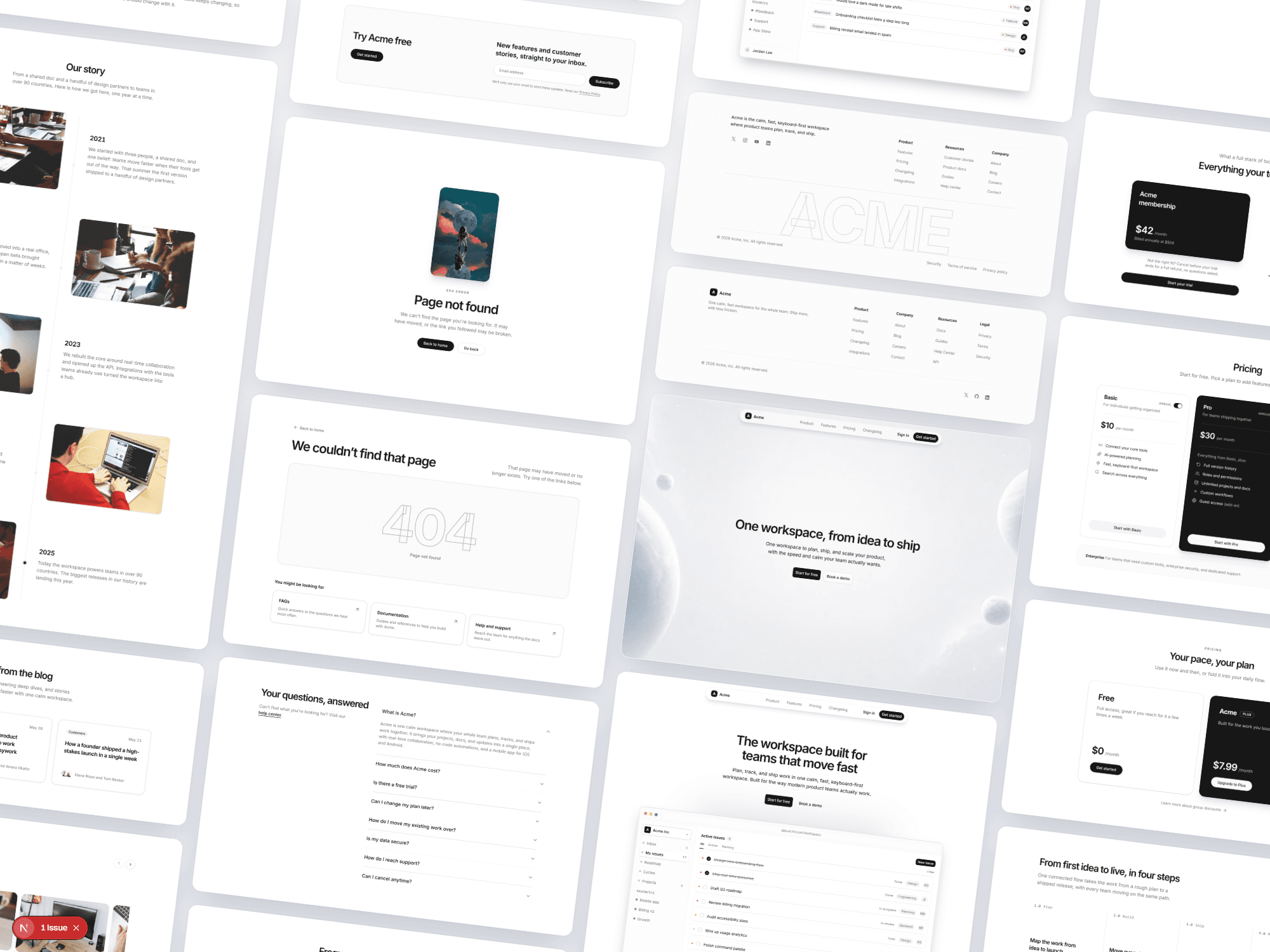 A preview of blocks from the Modern SaaS collection