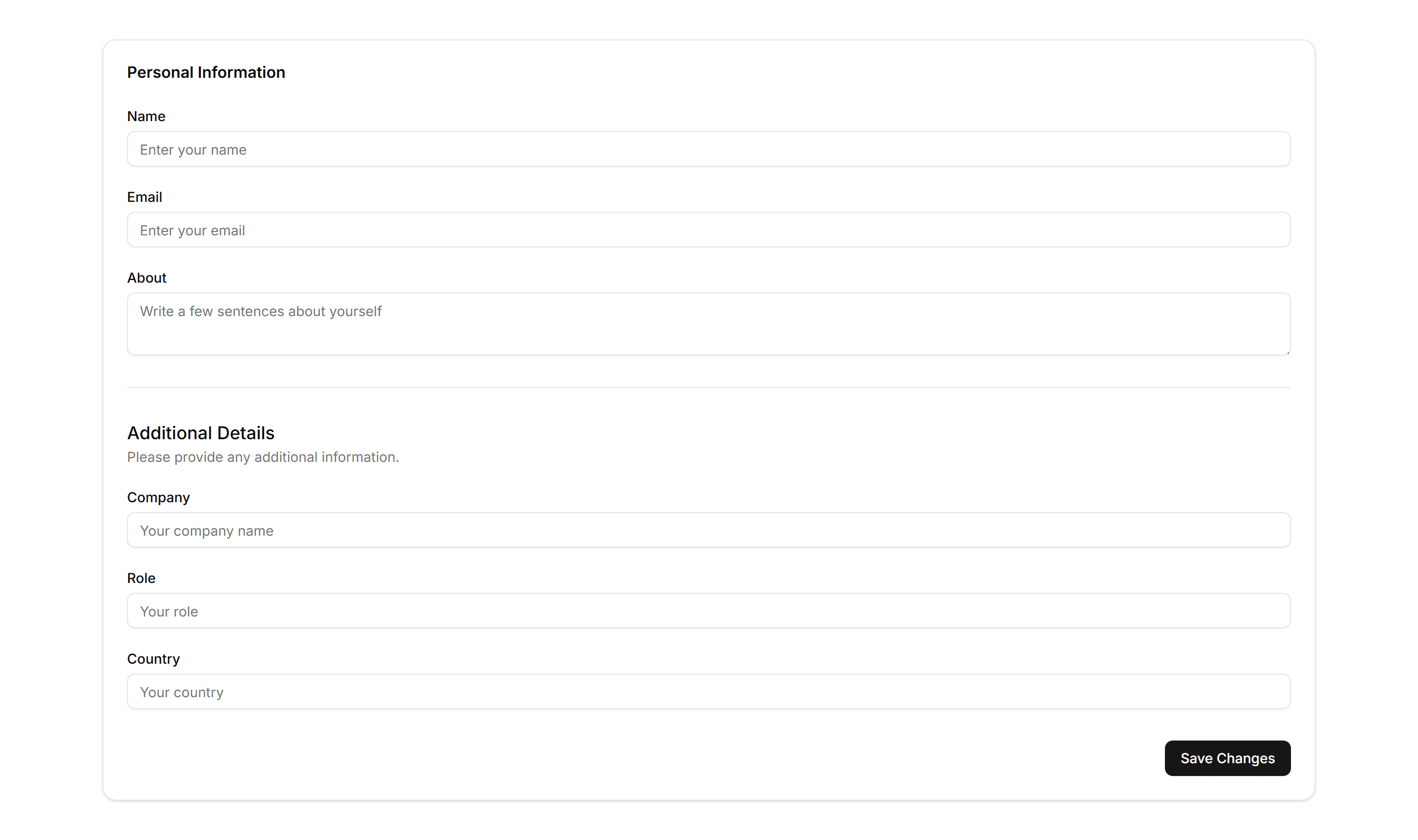 Application Form Layout: Stacked