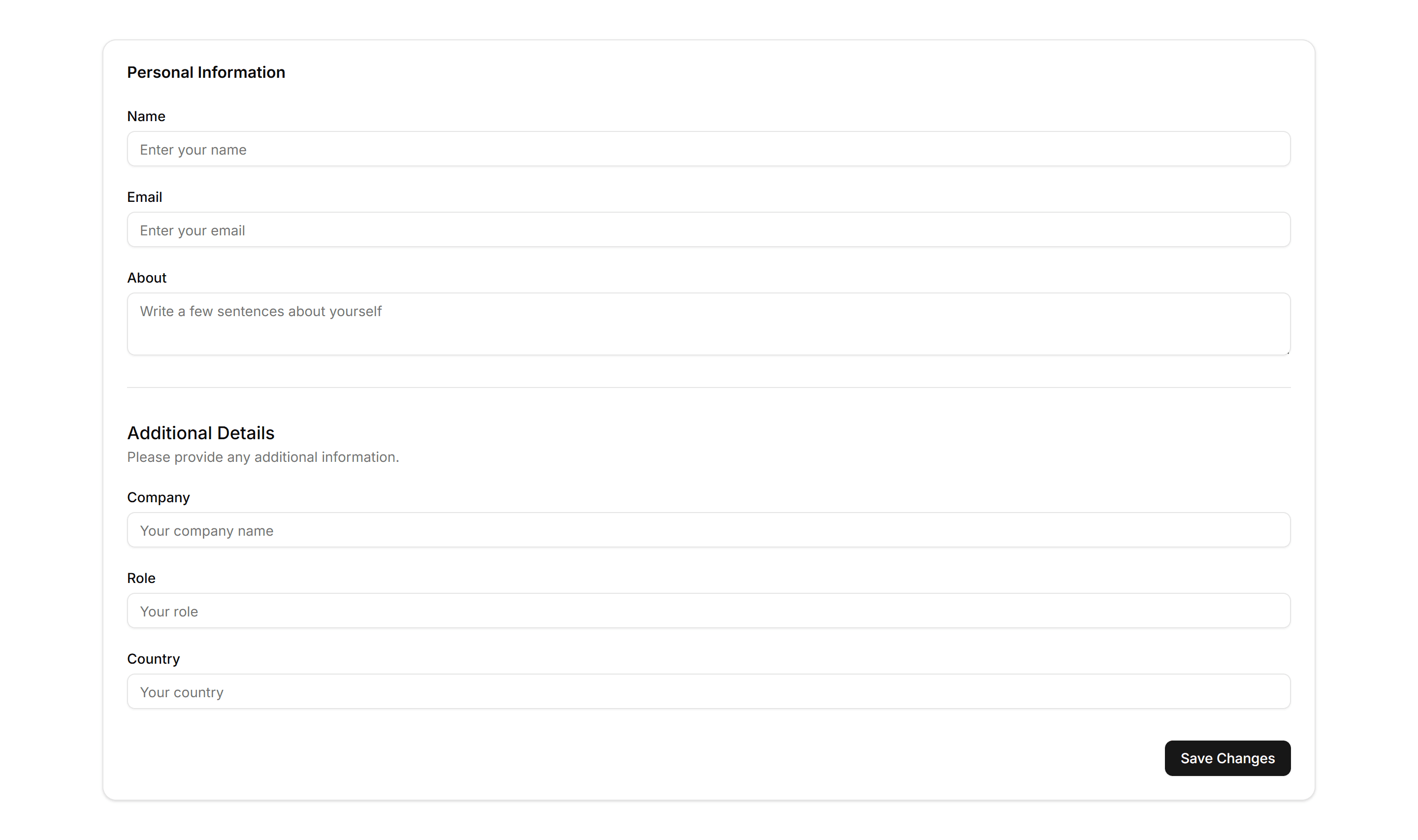 Application Form Layout: Stacked