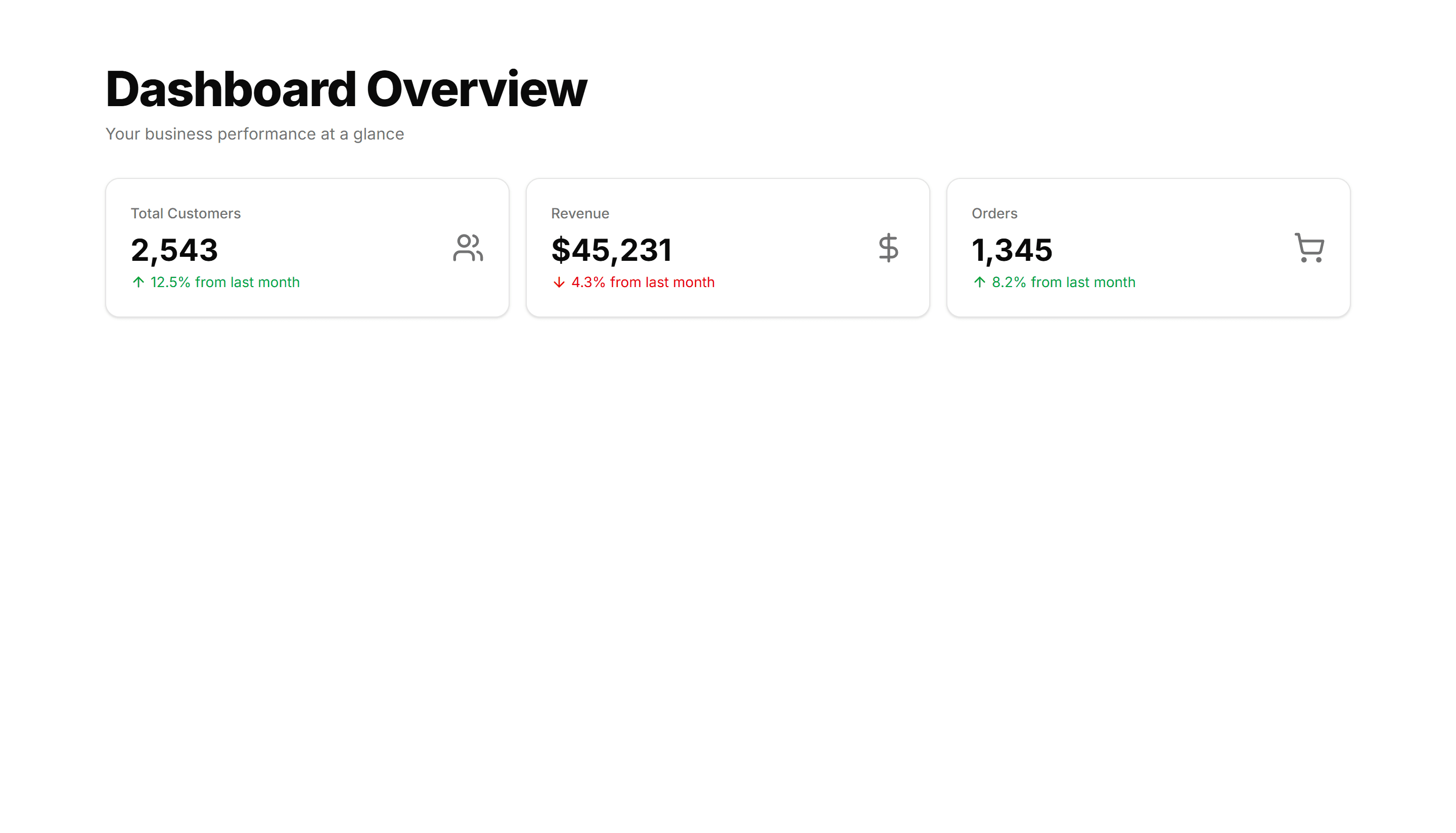 Application Page Heading: With Stats