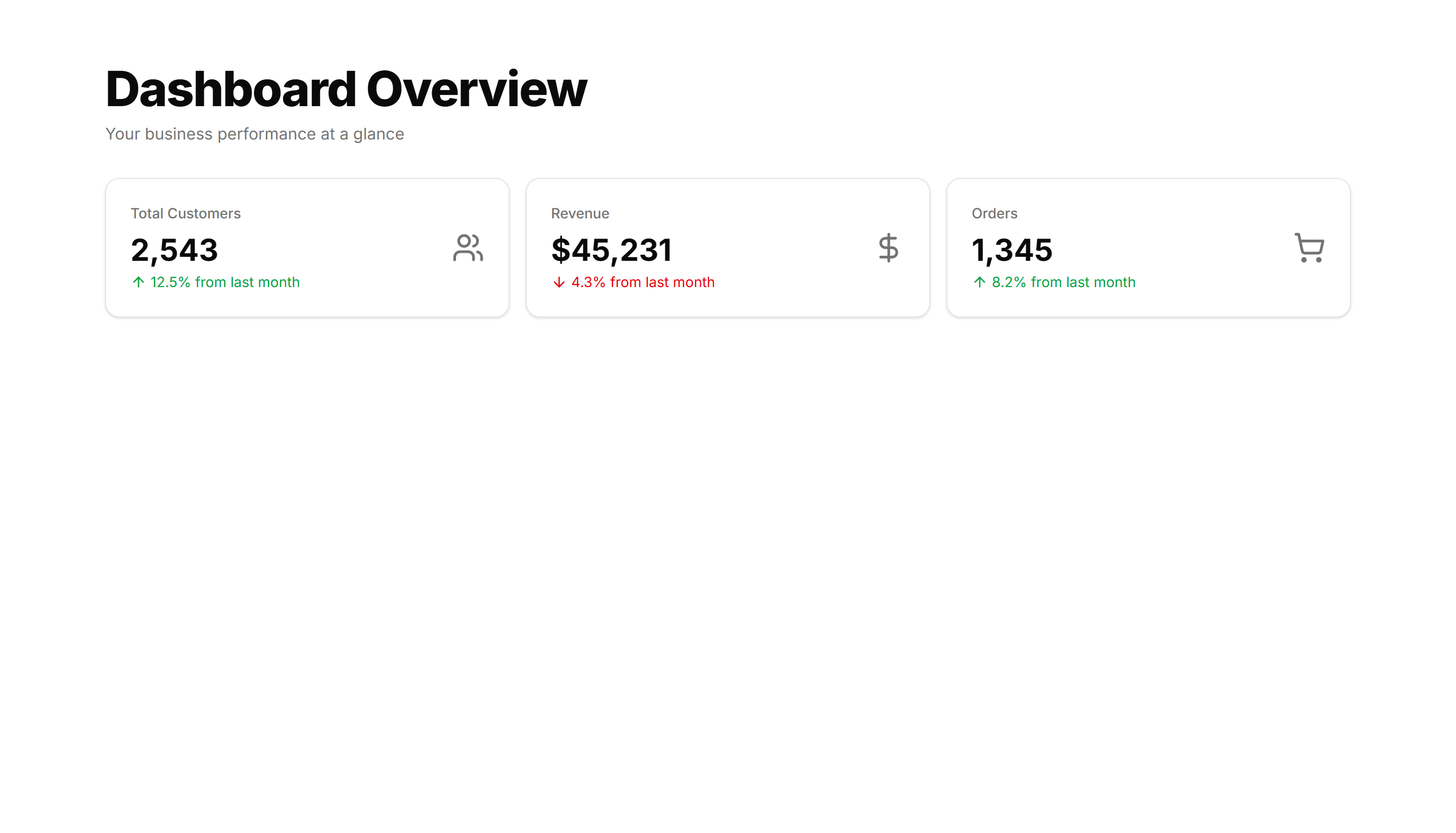 Application Page Heading: With Stats