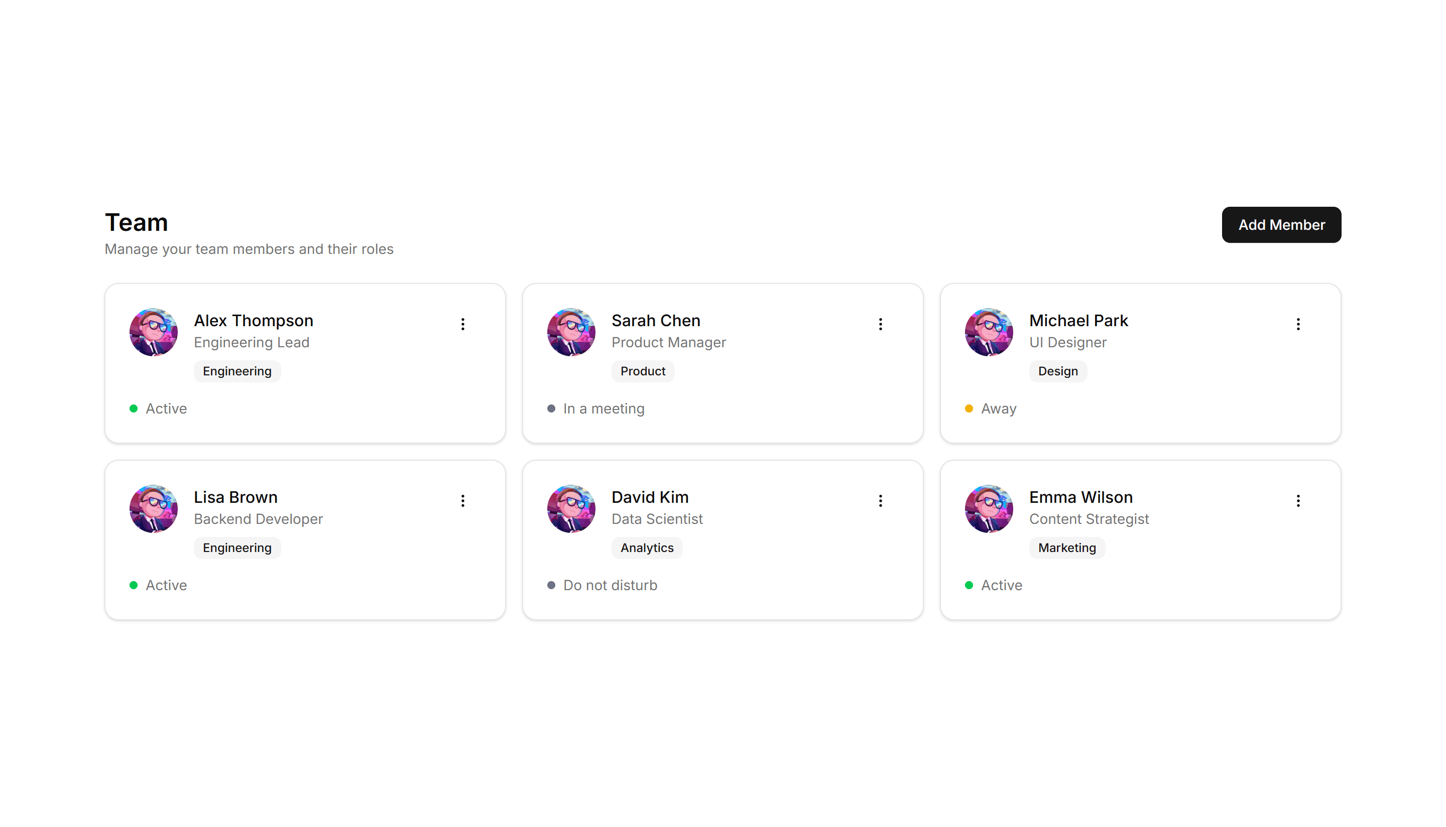 Application User Profile: Team Grid