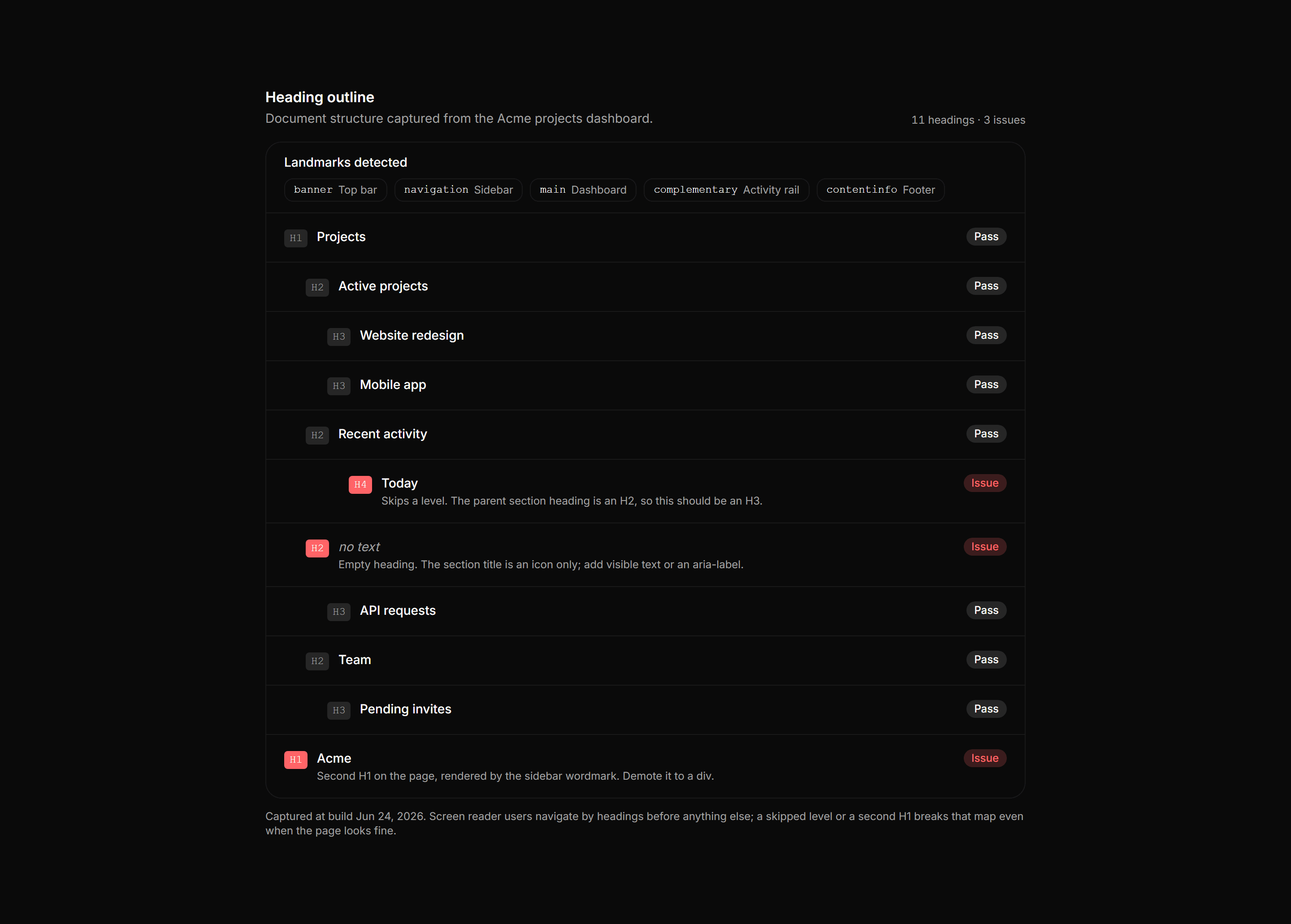 Application Accessibility: Heading Outline Tree
