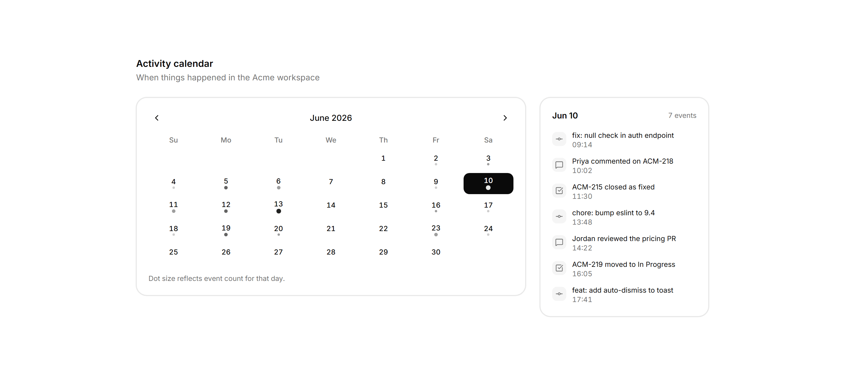 Application Activity: Activity Calendar