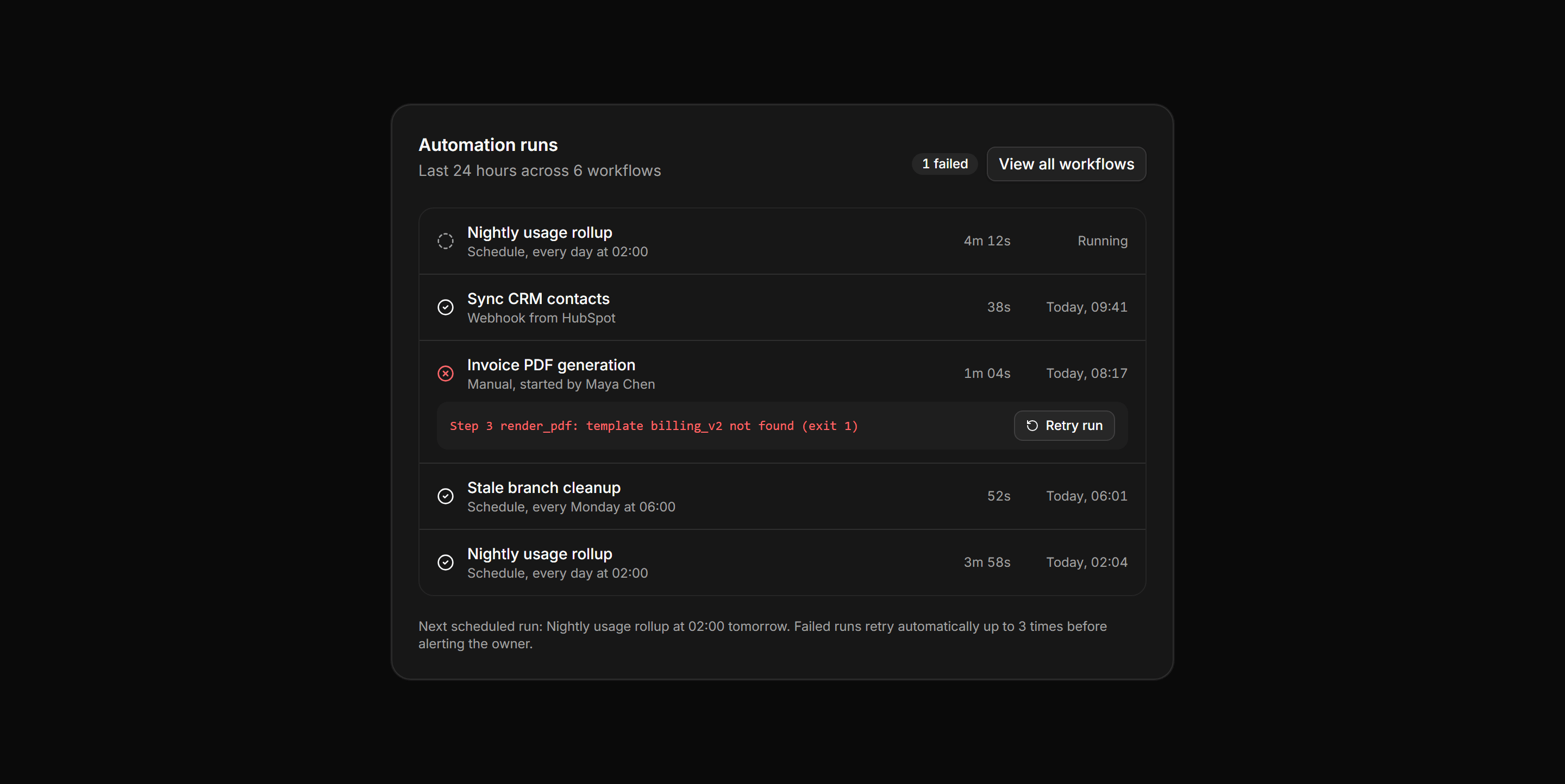 Application Activity: Automation Run Log