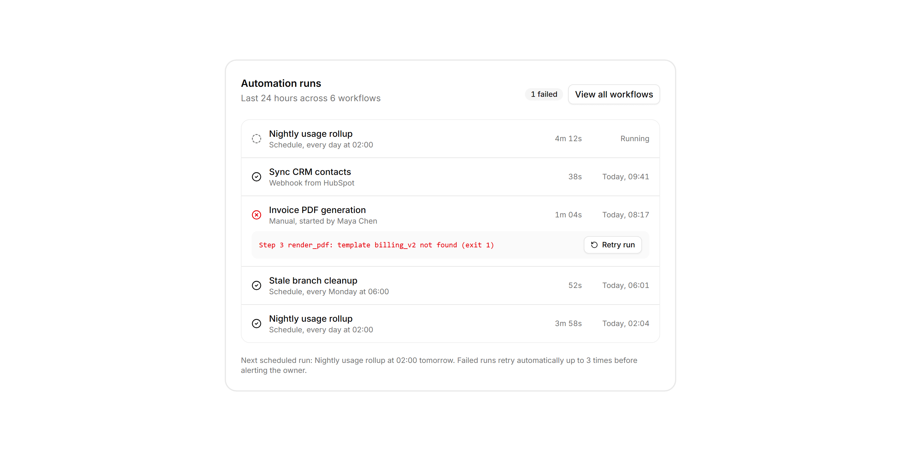 Application Activity: Automation Run Log