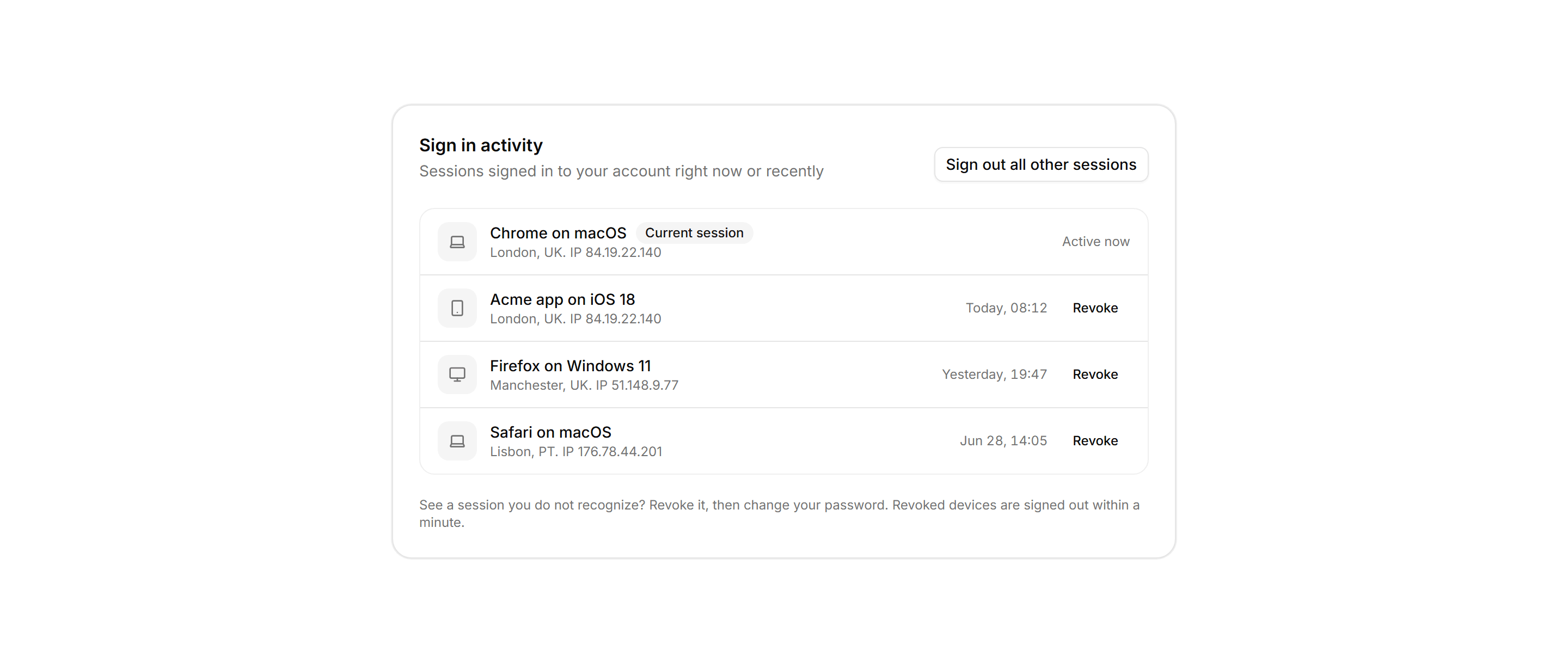 Application Activity: Sign In Activity List