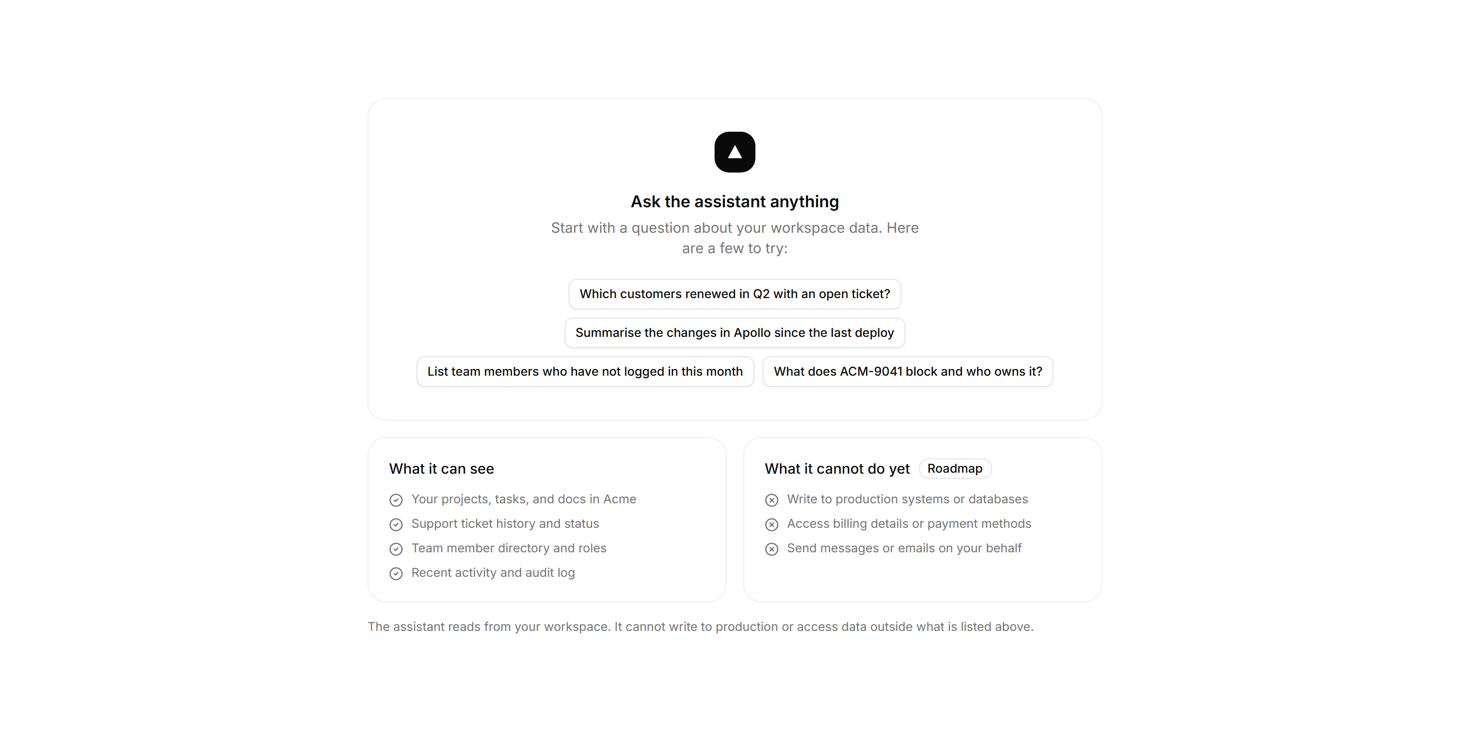 Application AI Assistant: Assistant Empty State