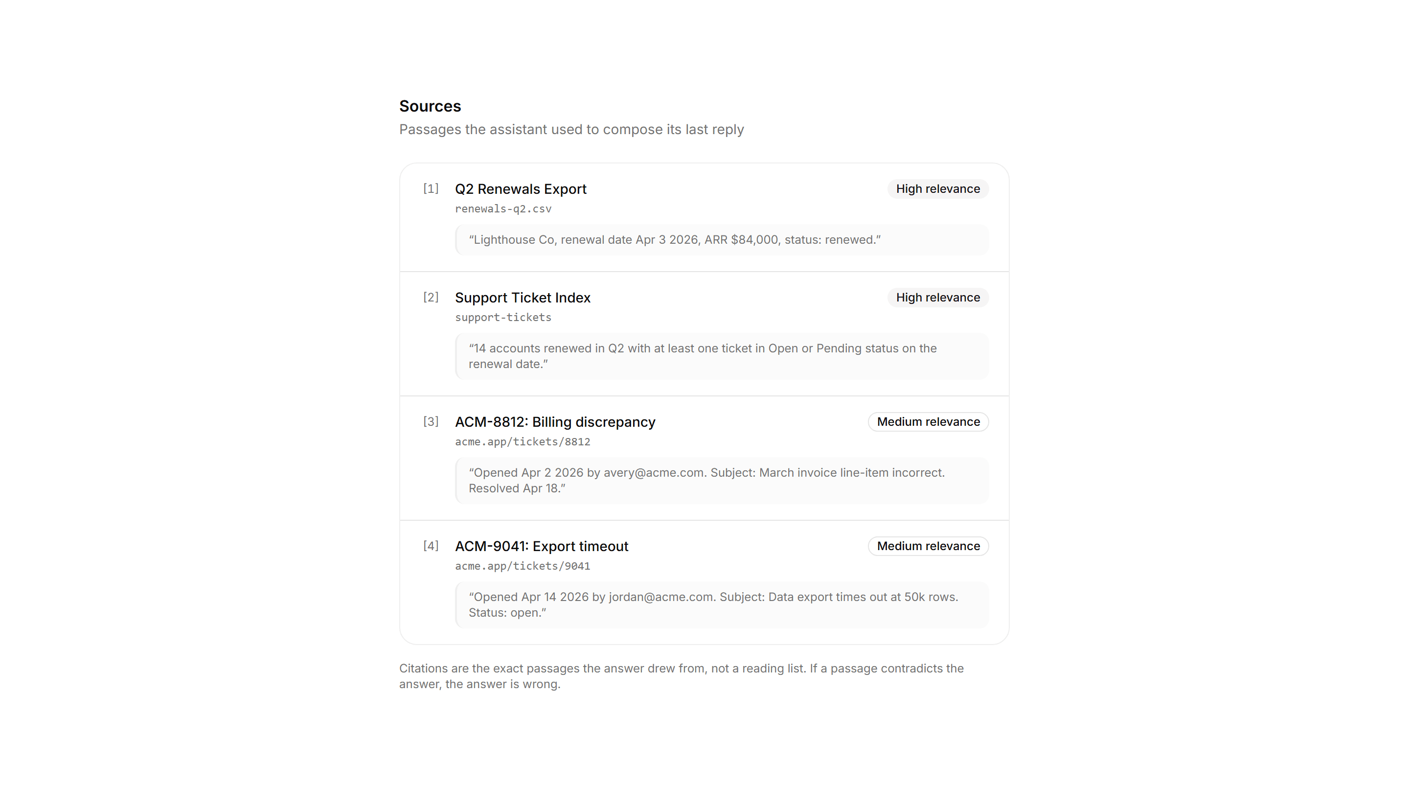 Application AI Assistant: Citations Panel
