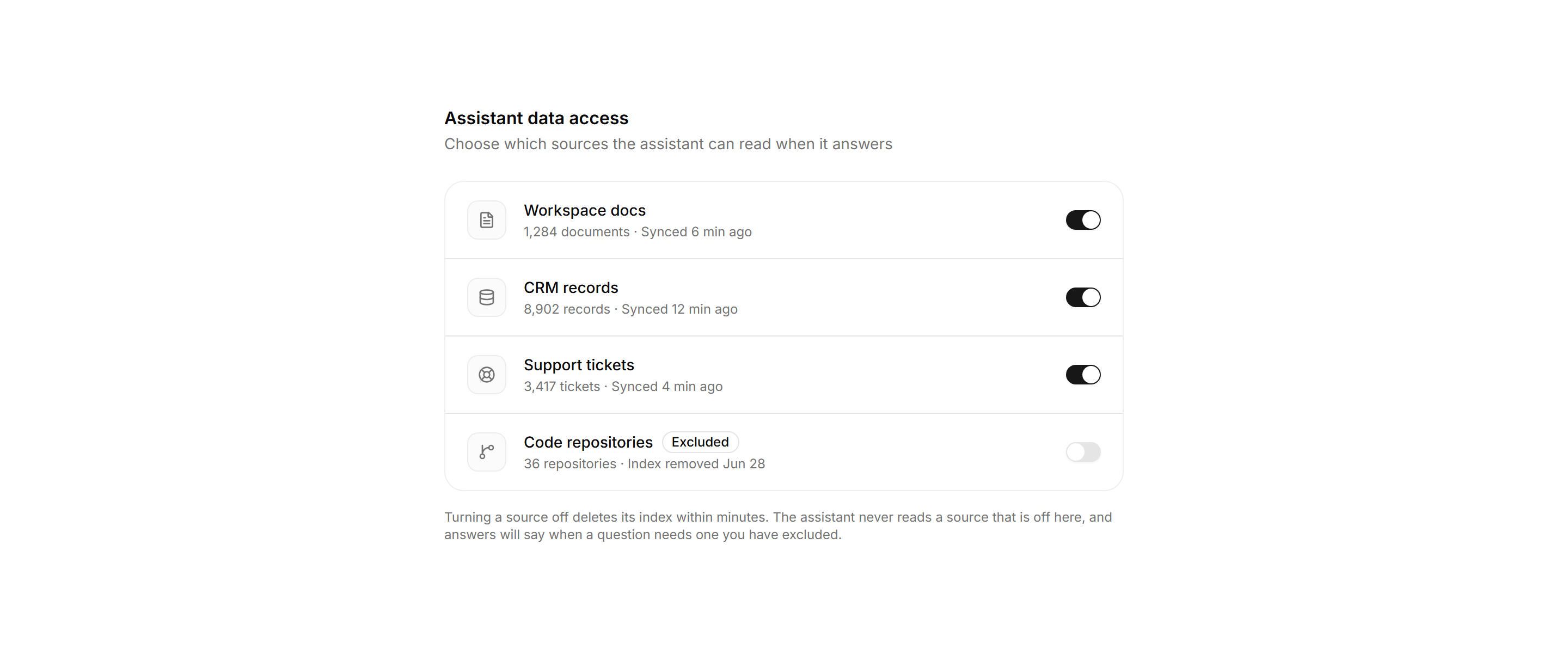 Application AI Assistant: Context Sources Panel