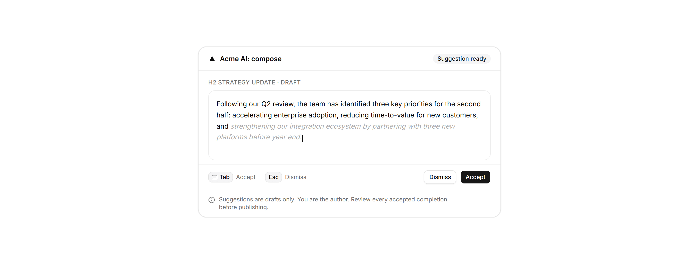Application AI Assistant: Inline Suggestion Card