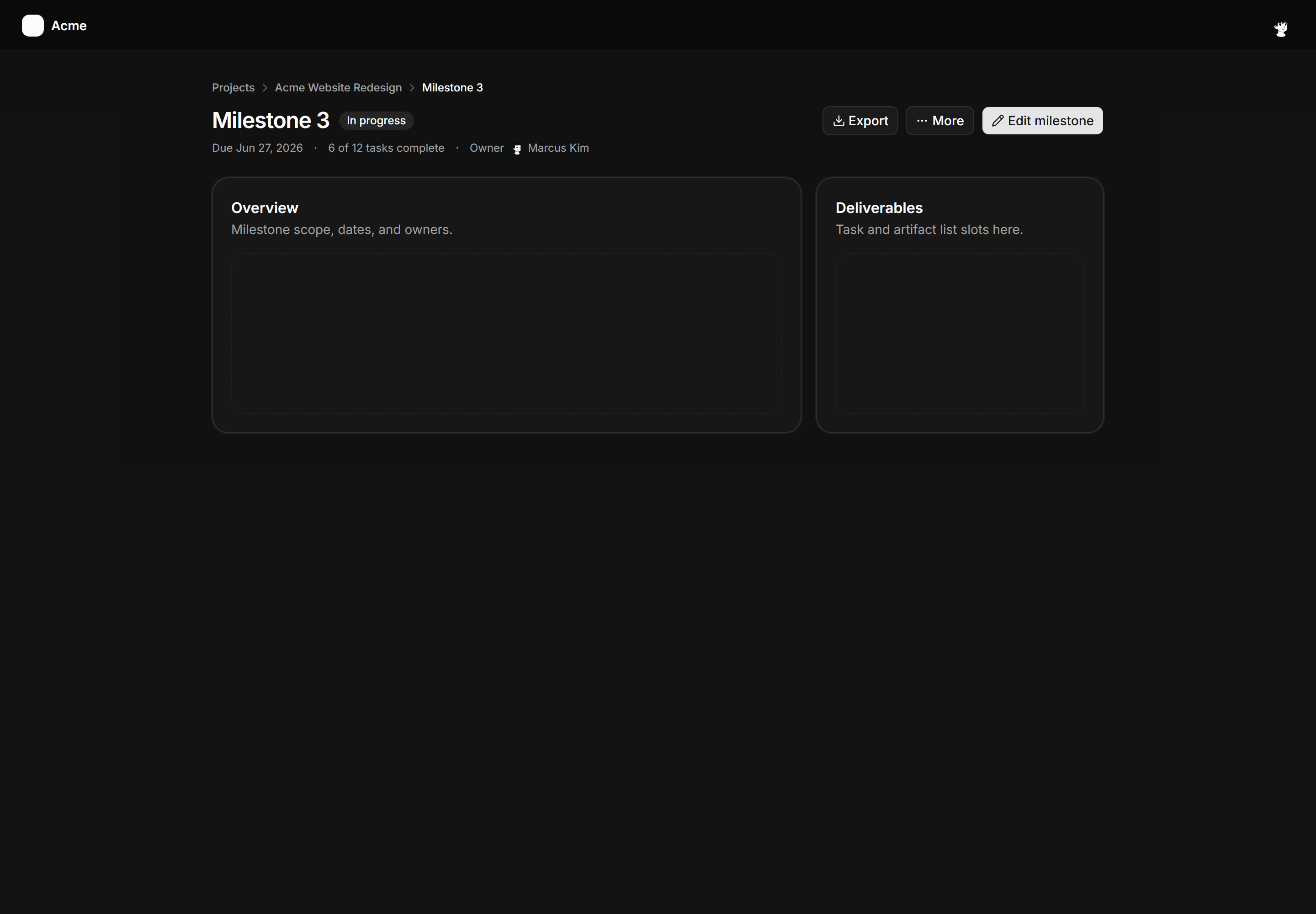 Application App Shell: Breadcrumb Header Shell