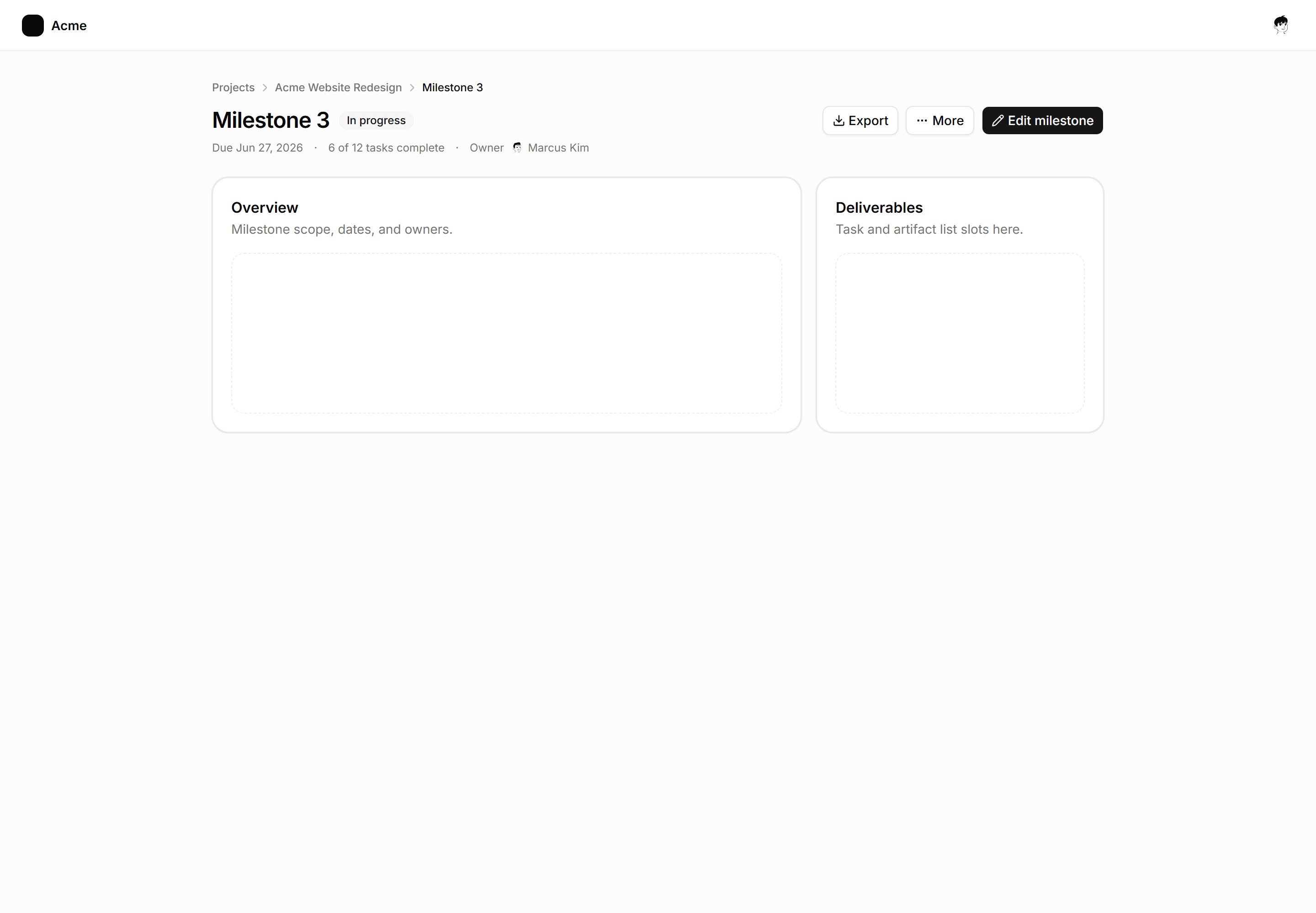 Application App Shell: Breadcrumb Header Shell