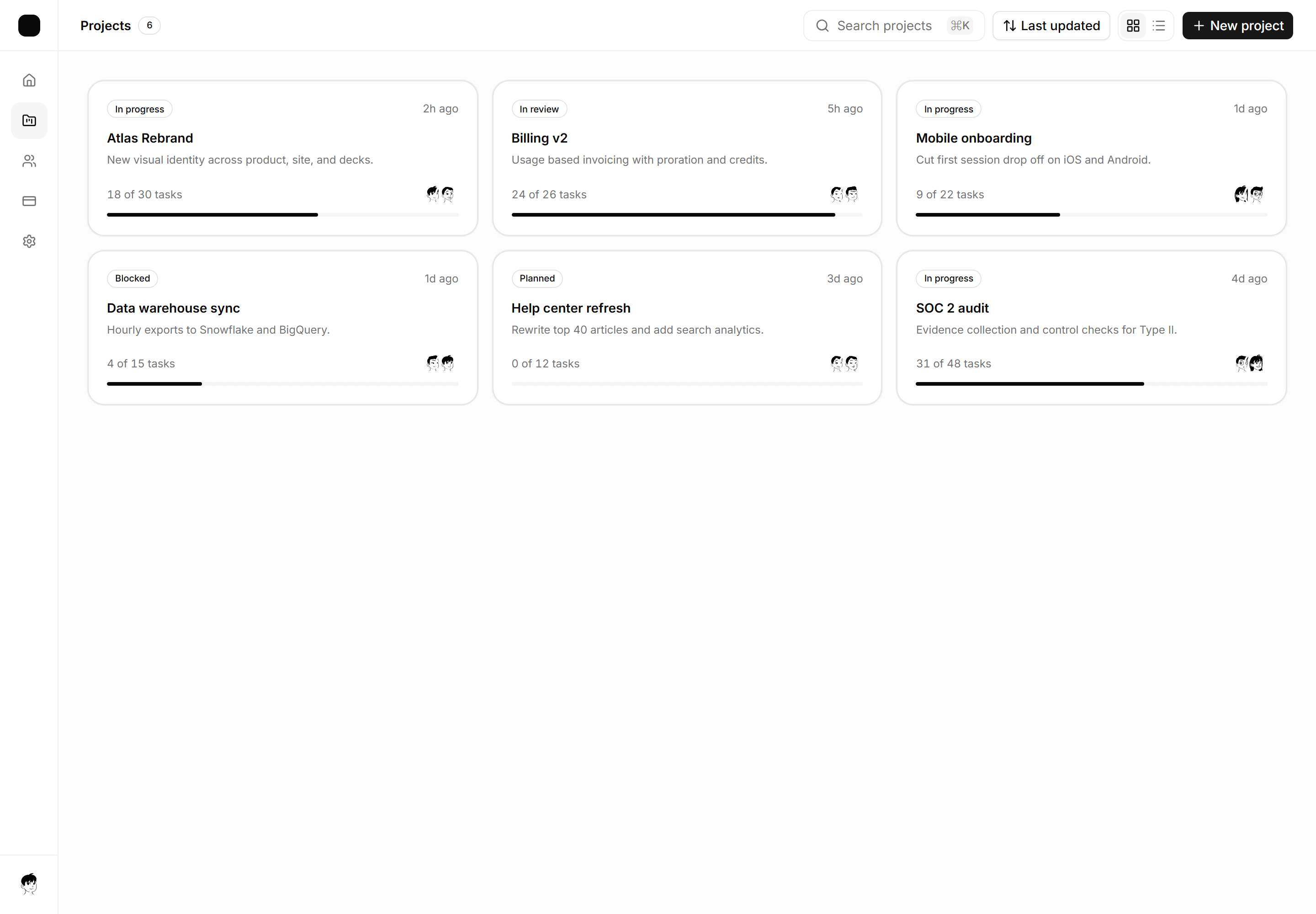 Application App Shell: Card Grid Shell