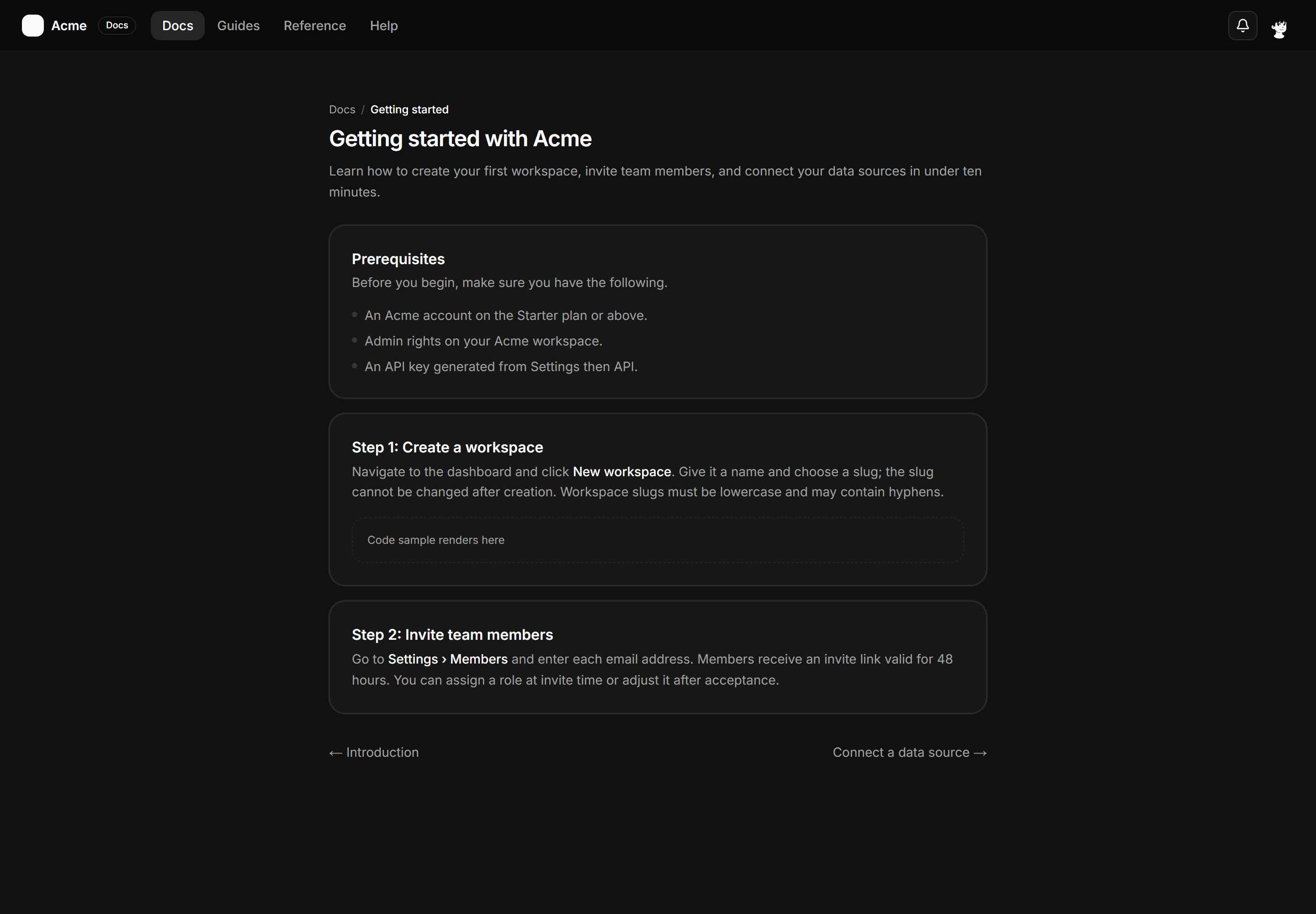 Application App Shell: Centered Content Shell