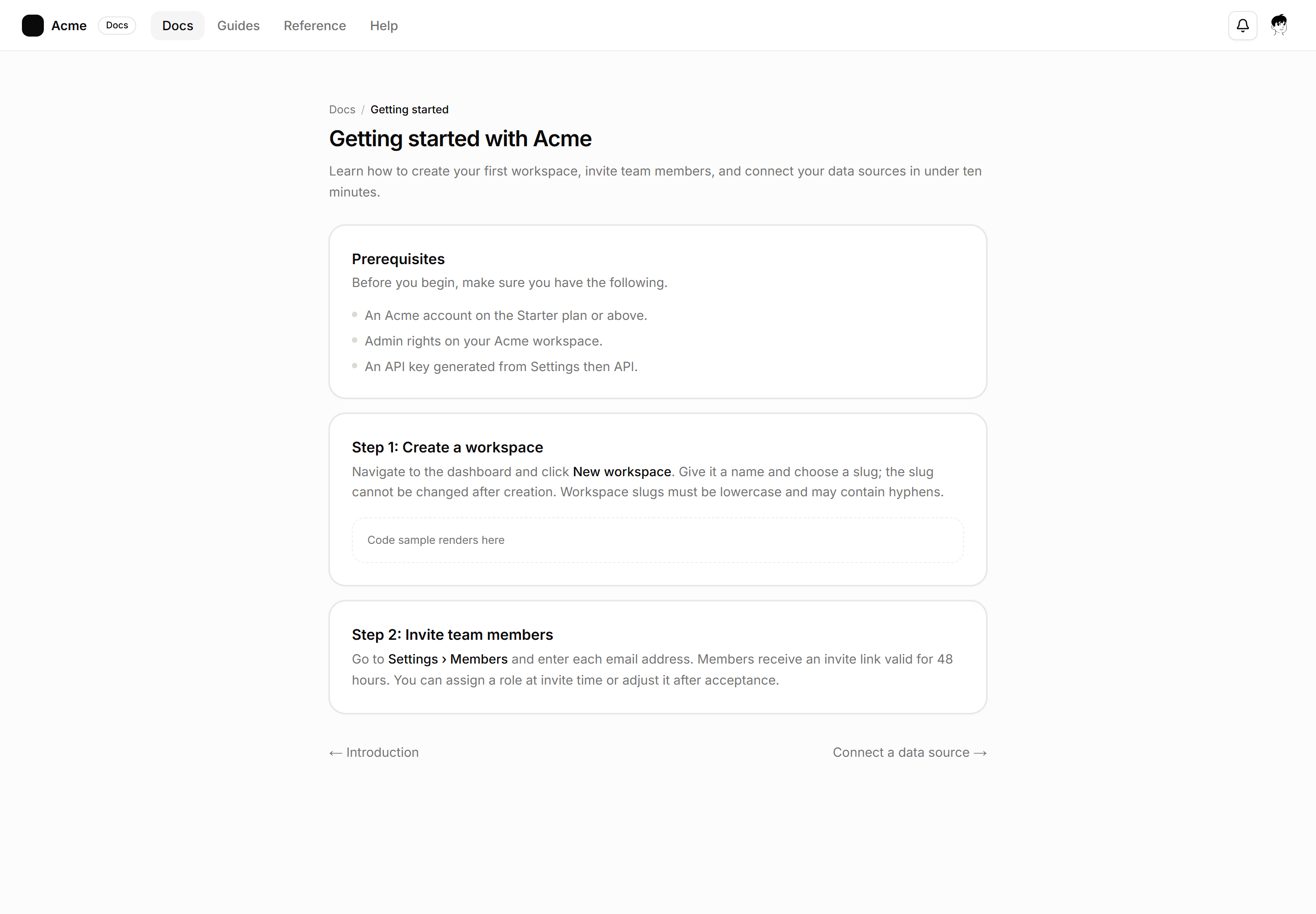 Application App Shell: Centered Content Shell