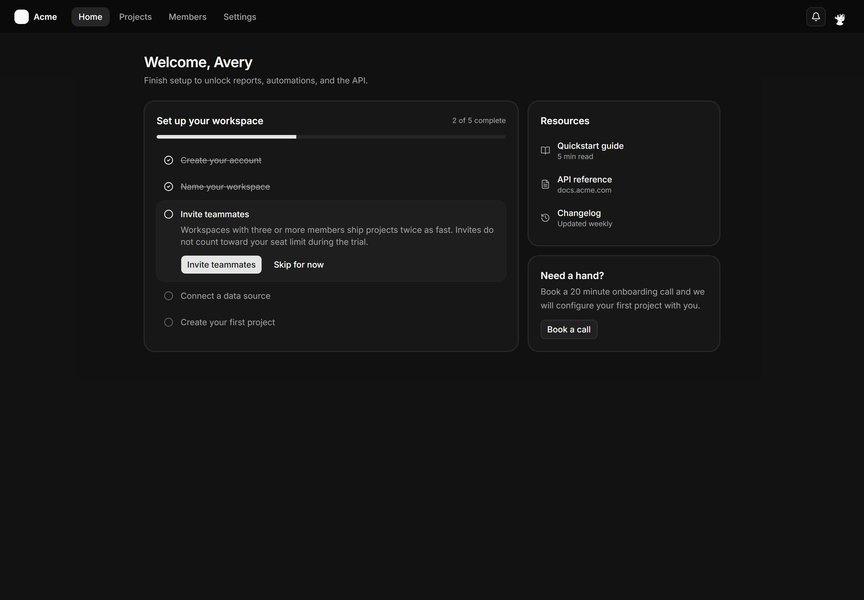 Application App Shell: Checklist Shell