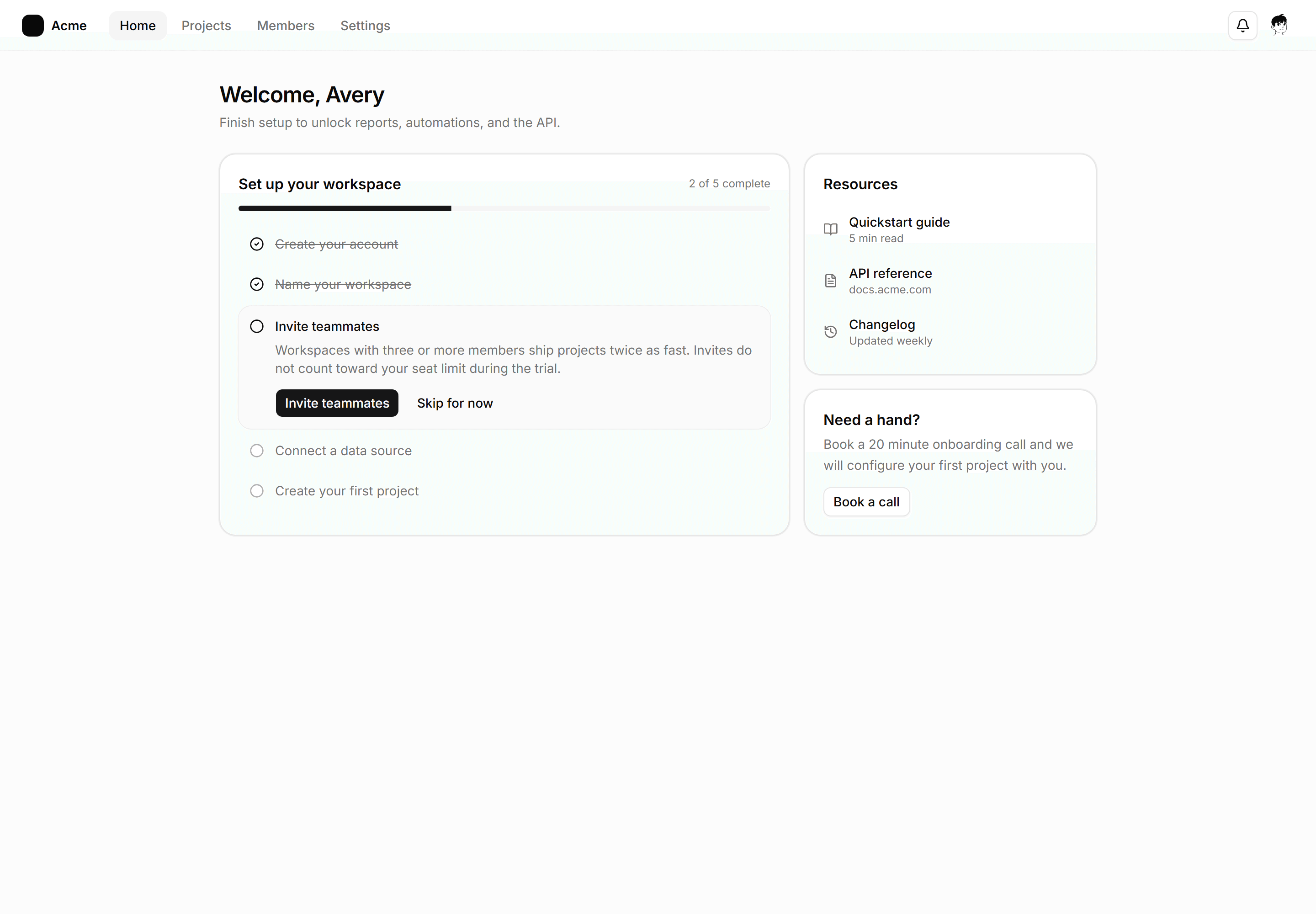 Application App Shell: Checklist Shell