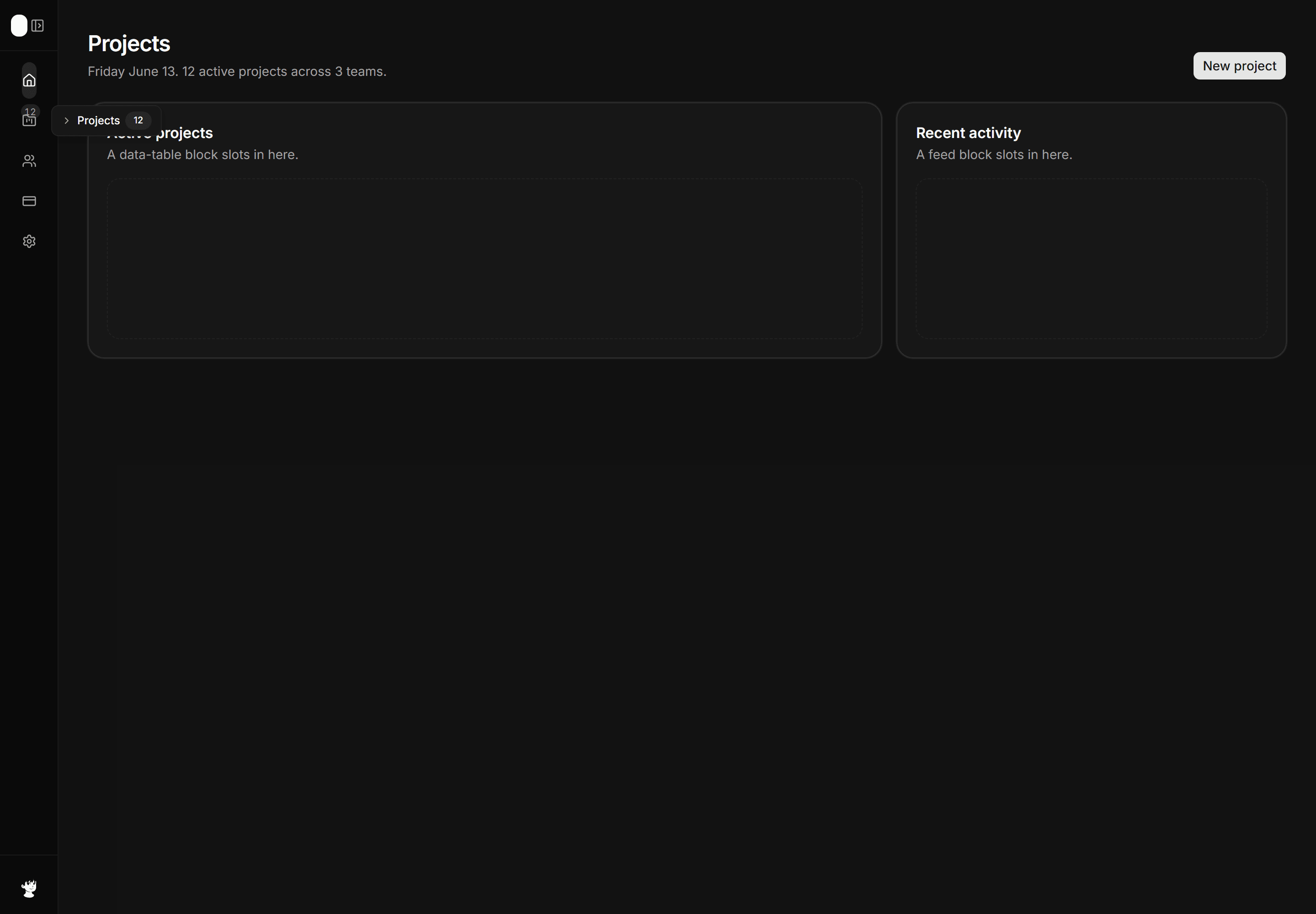 Application App Shell: Collapsible Sidebar Shell
