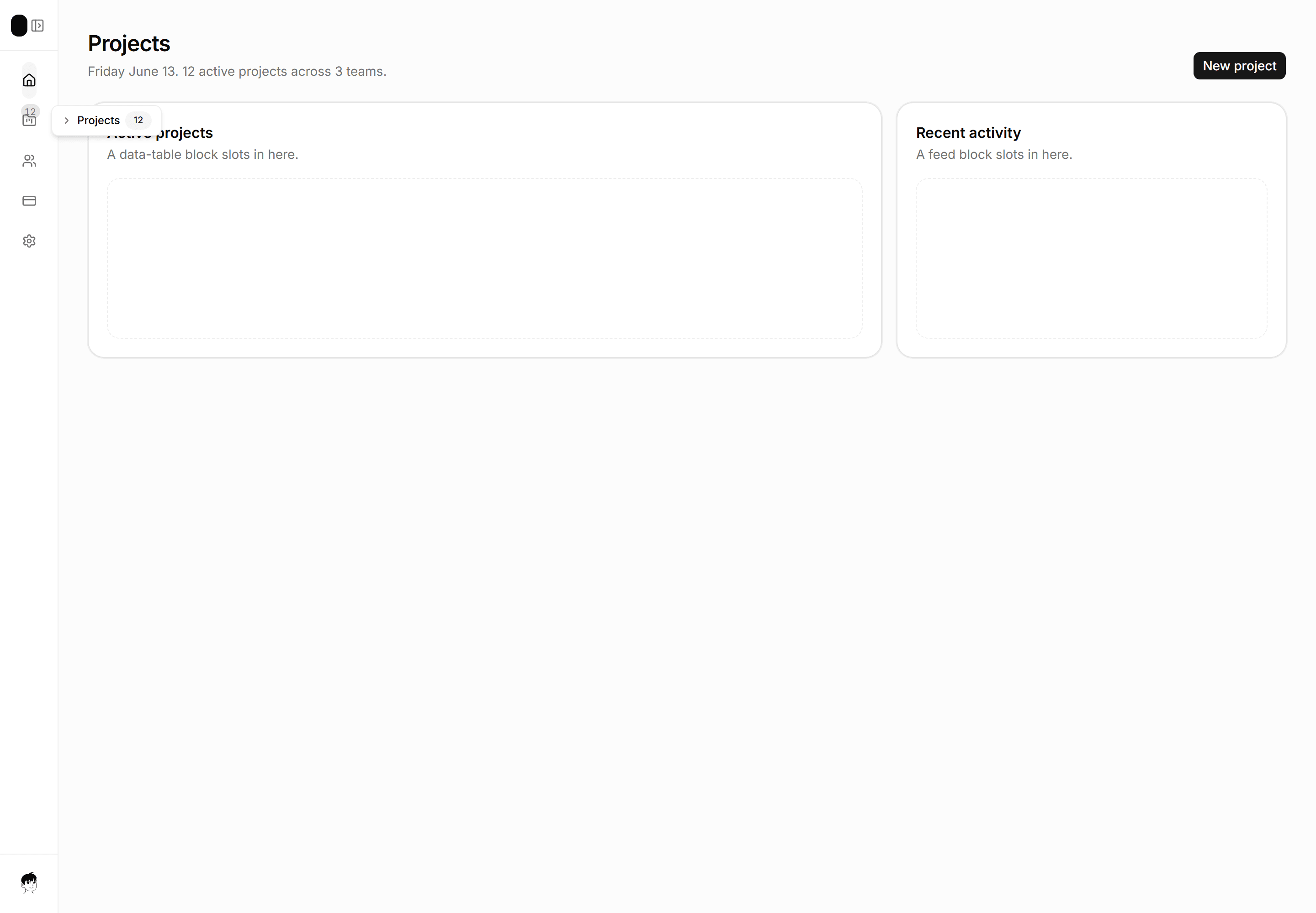 Application App Shell: Collapsible Sidebar Shell