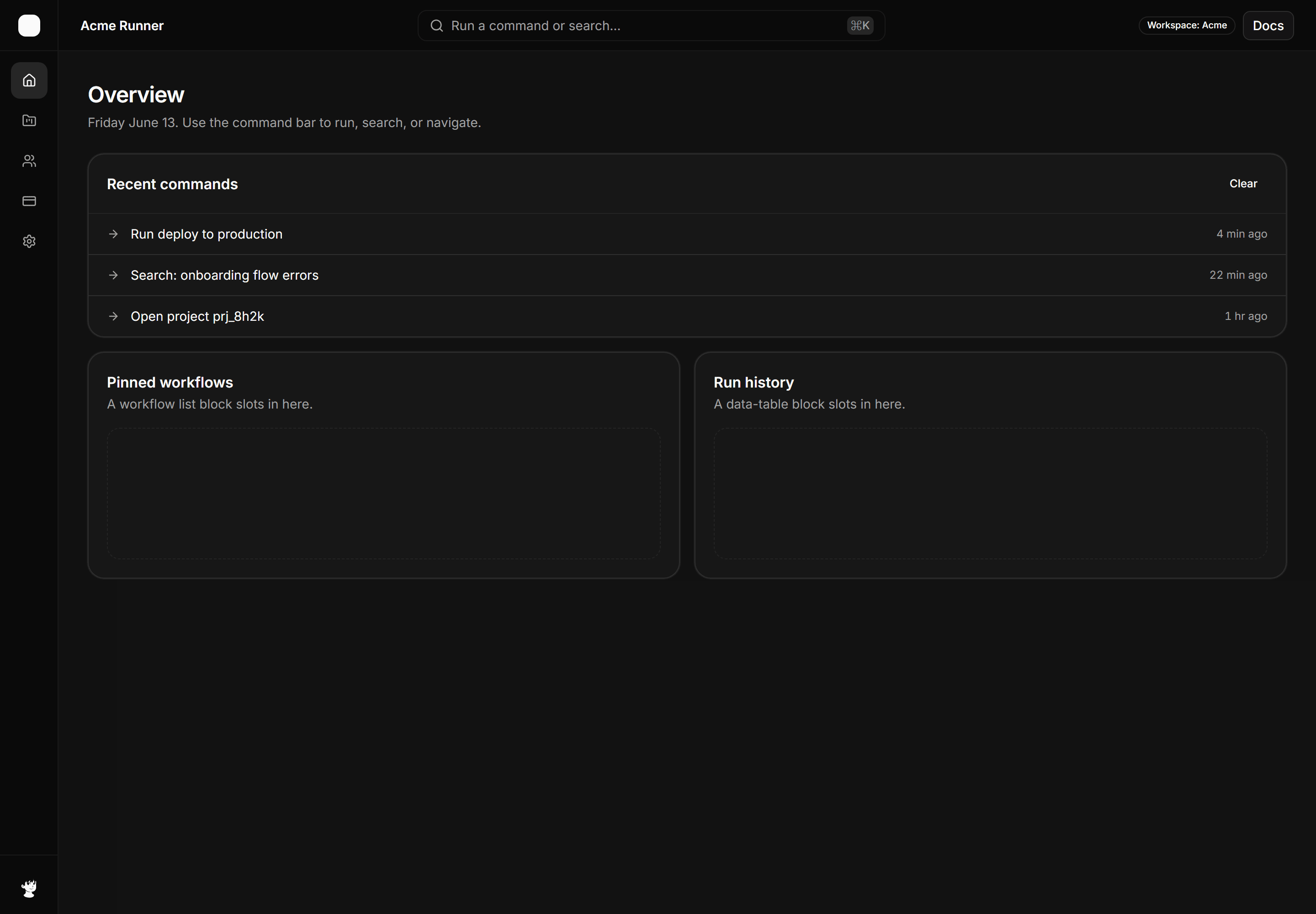 Application App Shell: Command Bar Shell