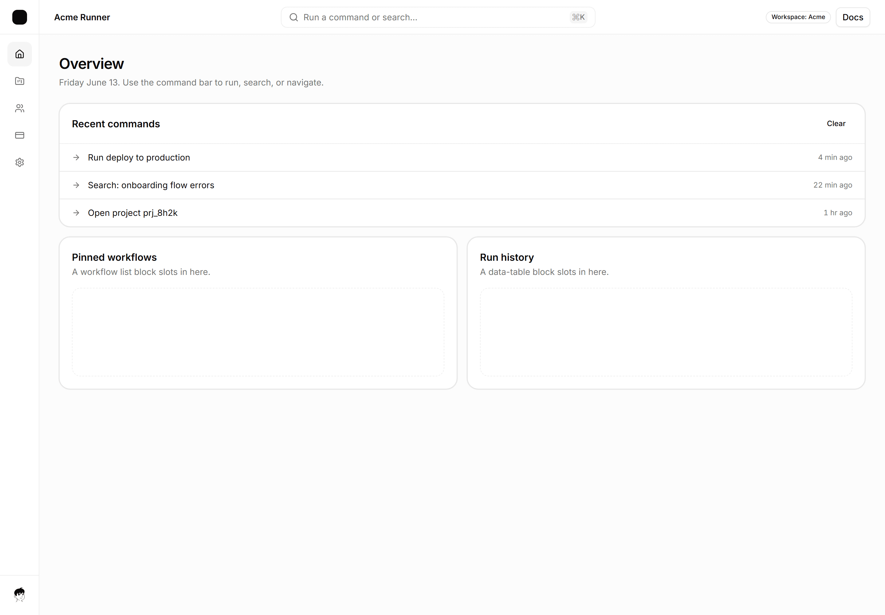 Application App Shell: Command Bar Shell