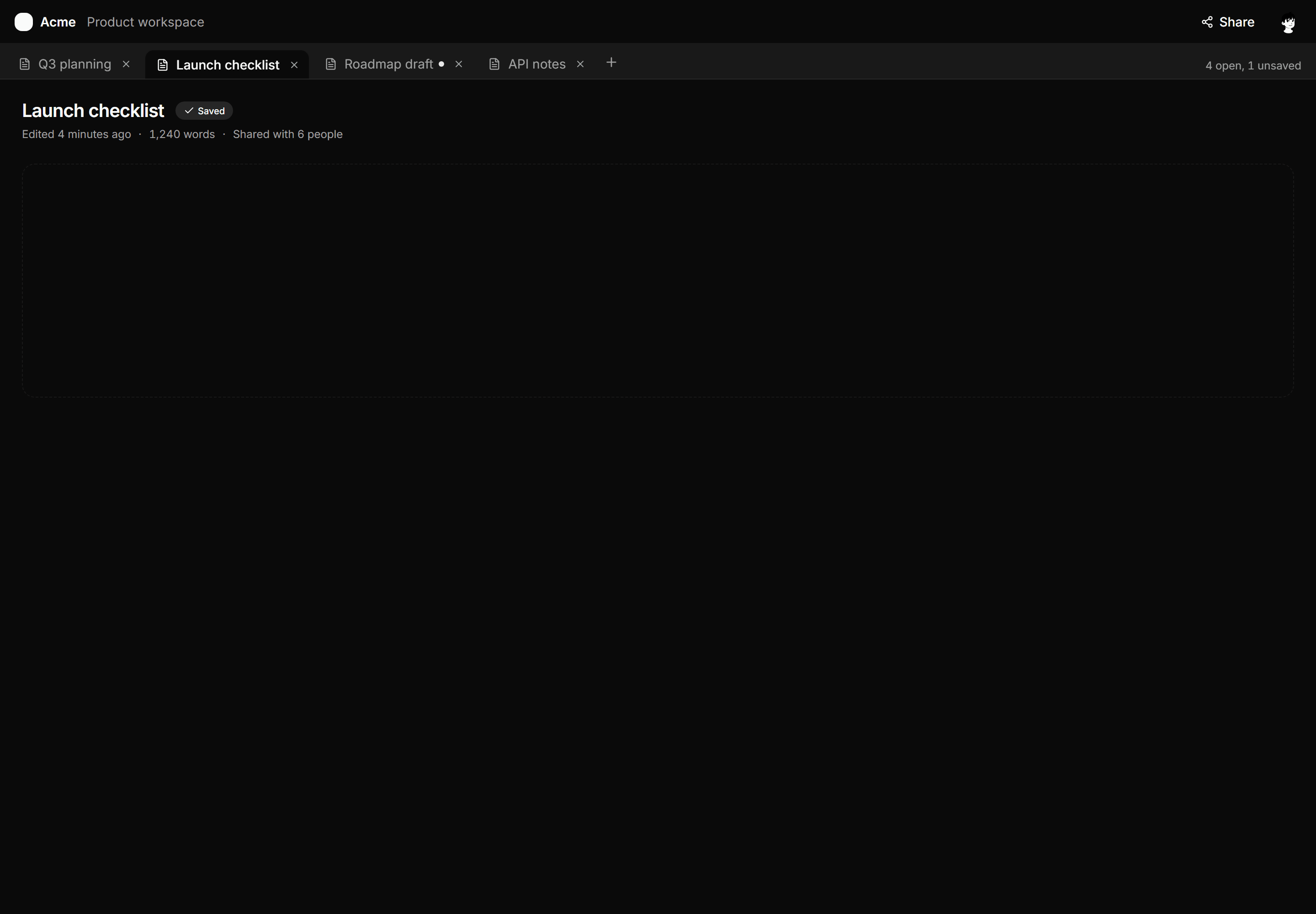 Application App Shell: Document Tabs Shell