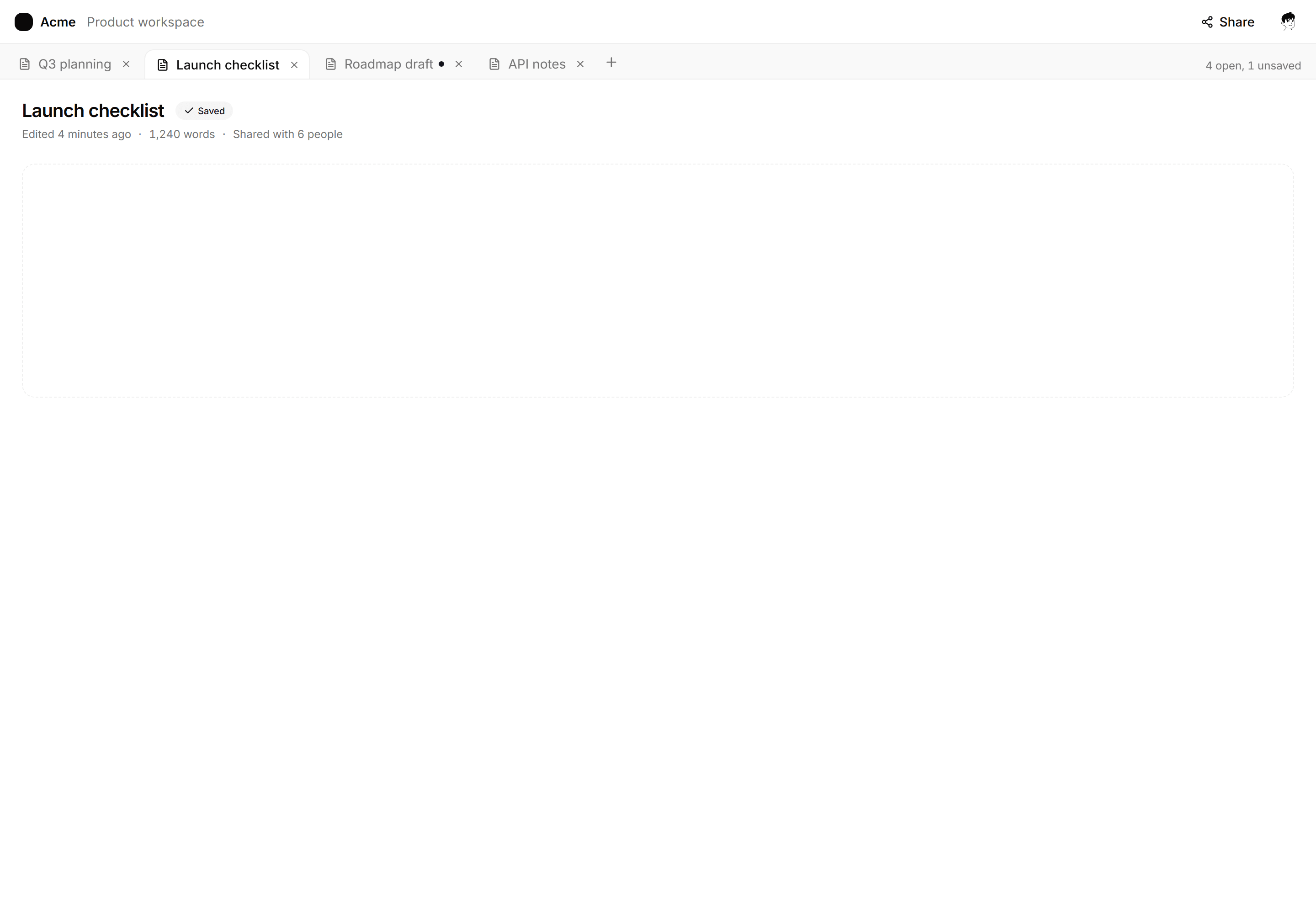 Application App Shell: Document Tabs Shell