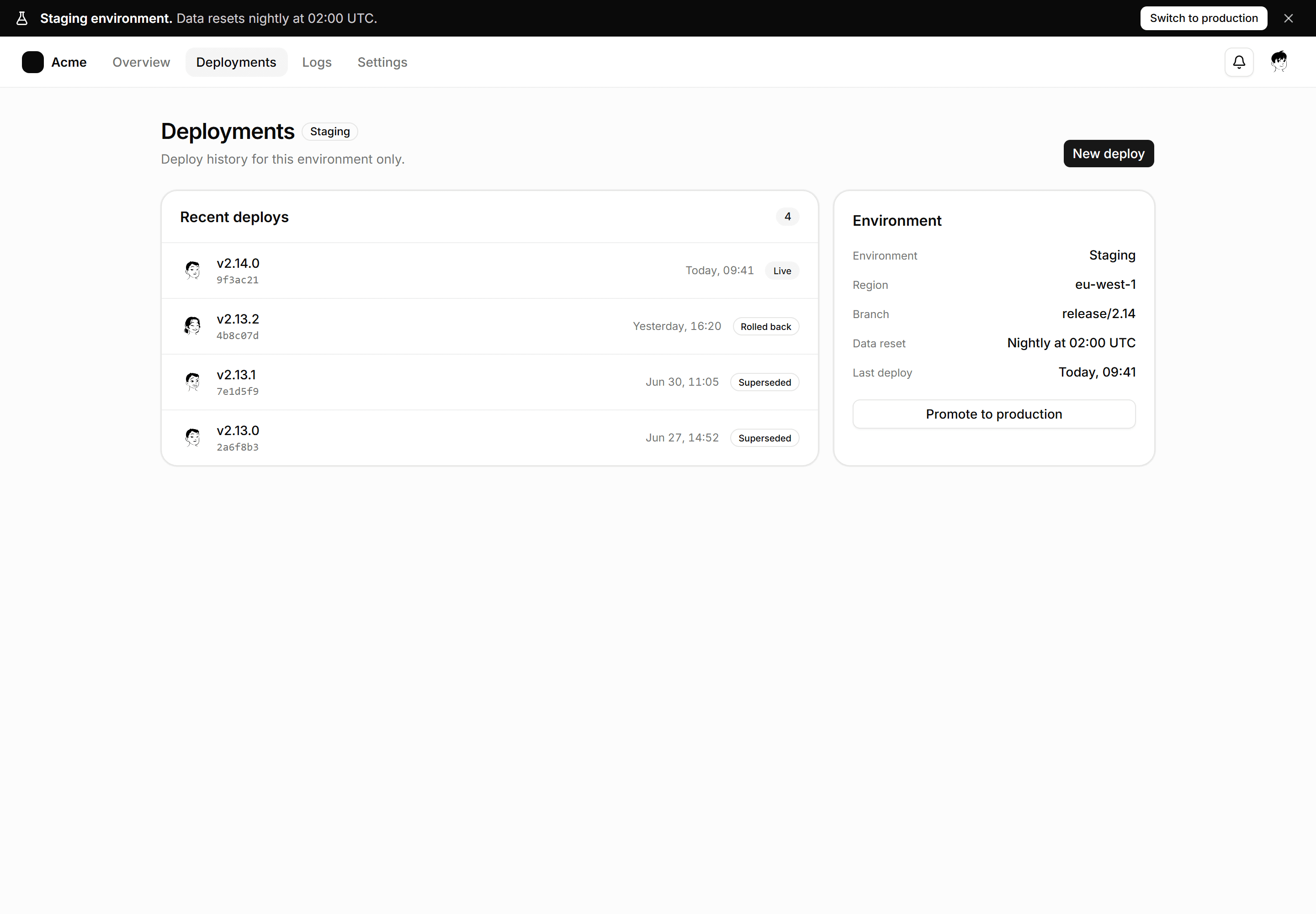 Application App Shell: Environment Banner Shell