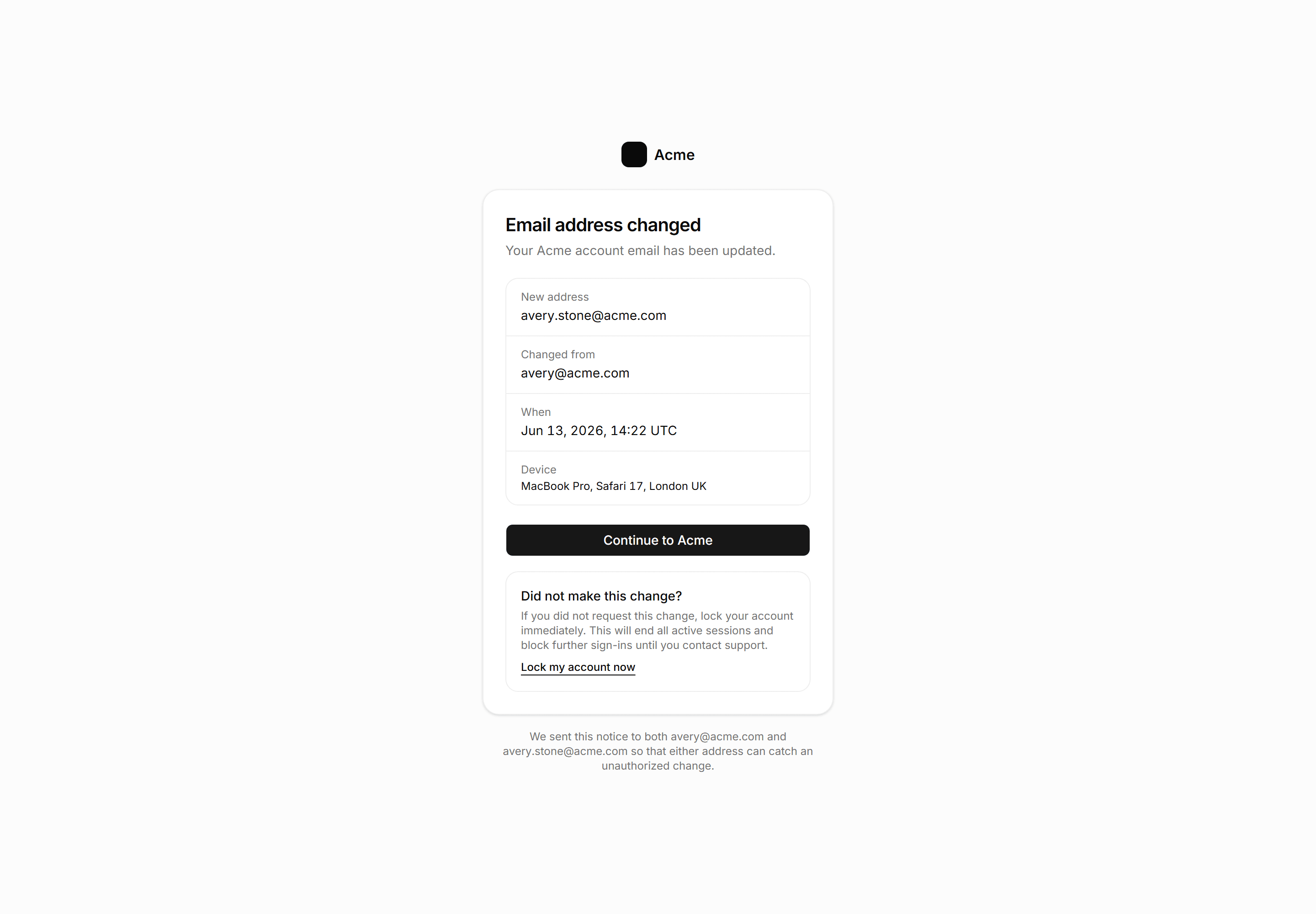 Application Auth Page: Email Changed Confirm