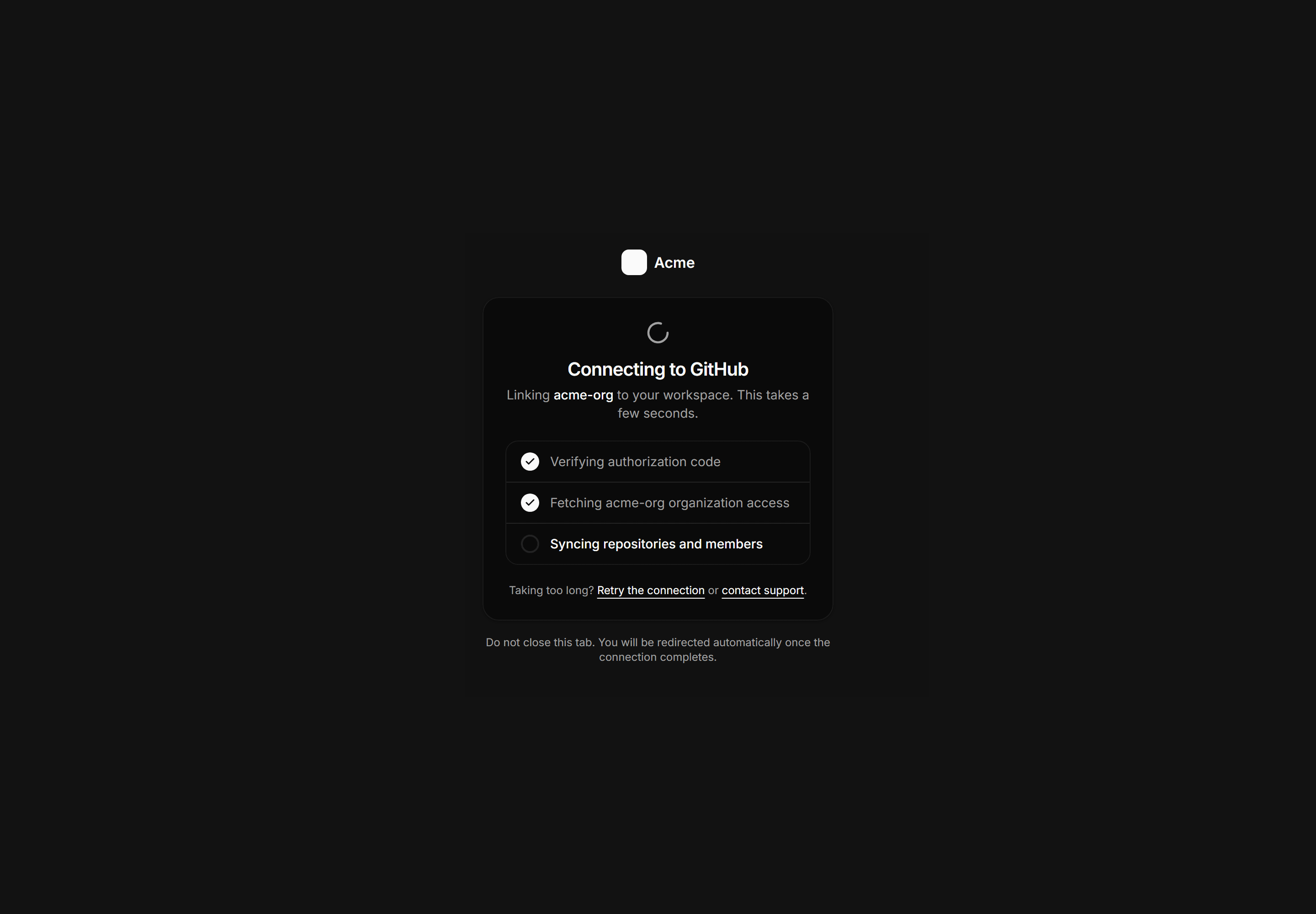 Application Auth Page: Oauth Callback Page