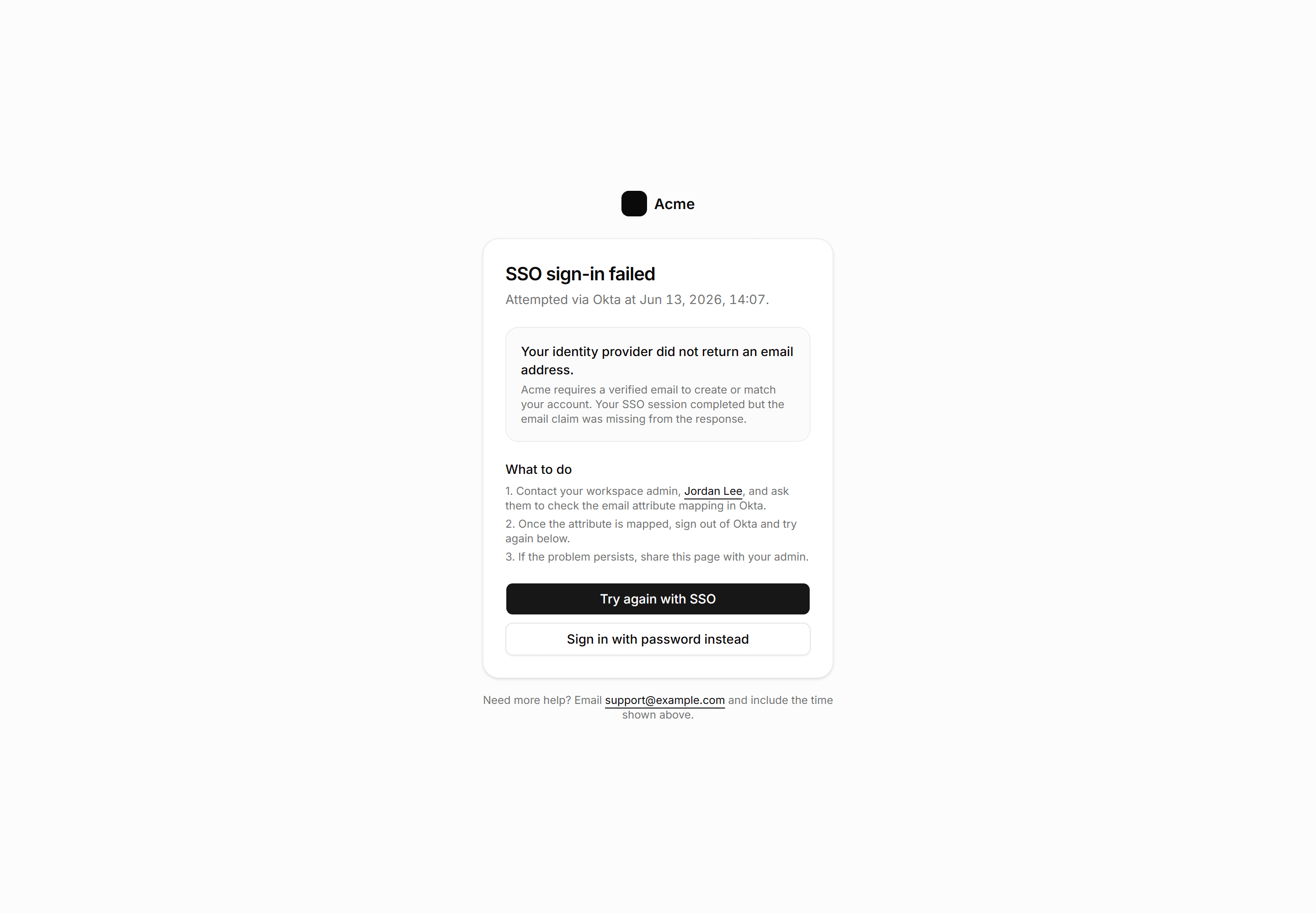 Application Auth Page: Sso Error Page