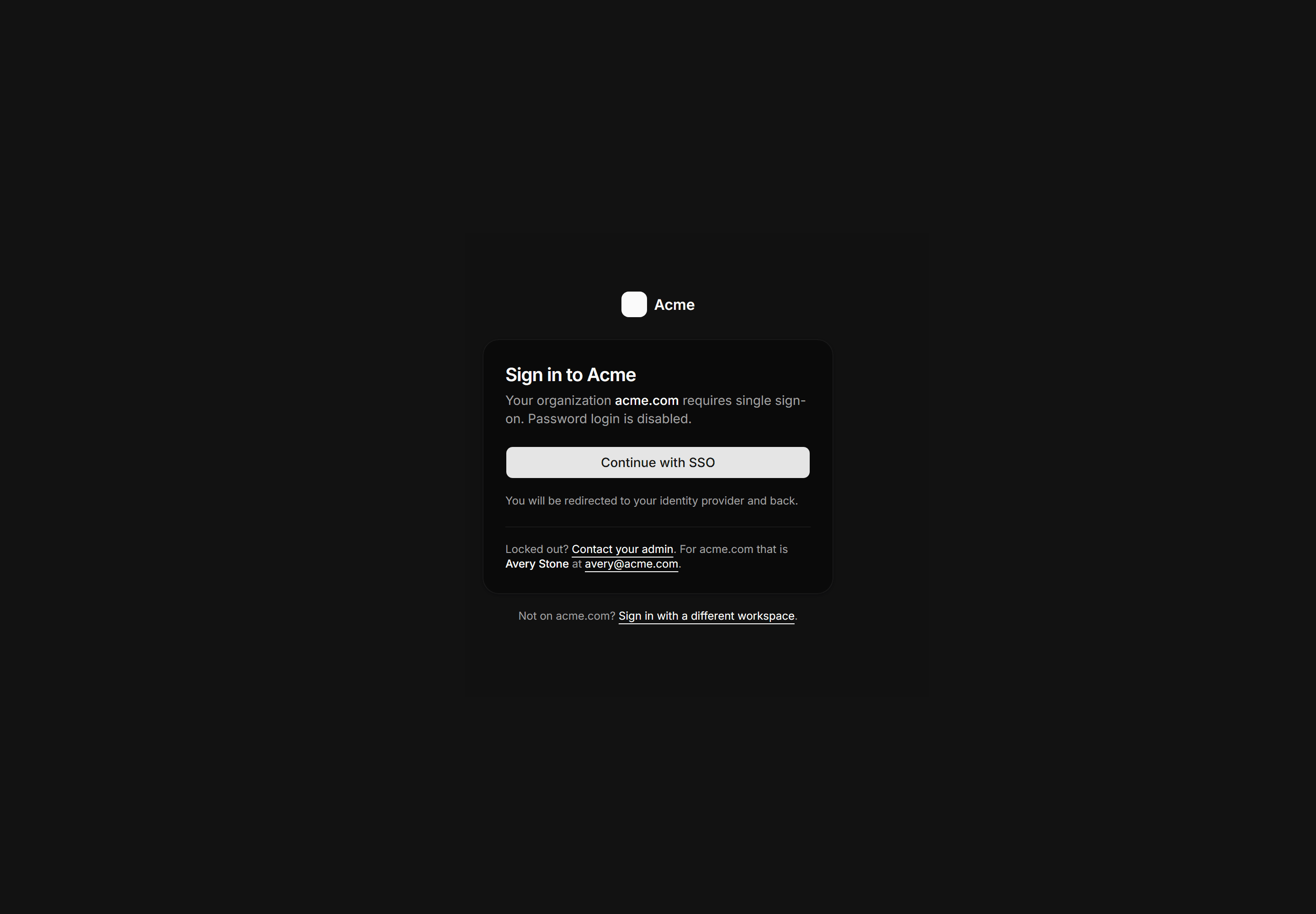Application Auth Page: Sso Login Page