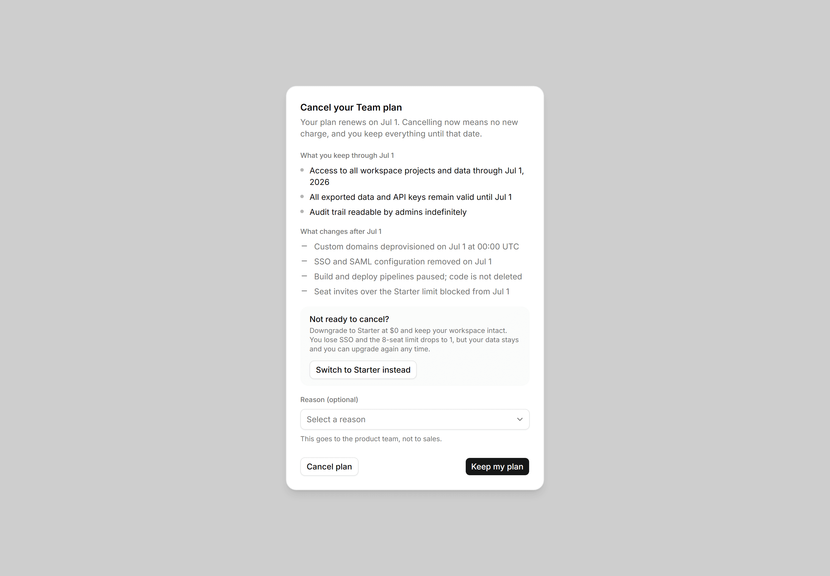Application Billing: Cancel Flow Blueprint