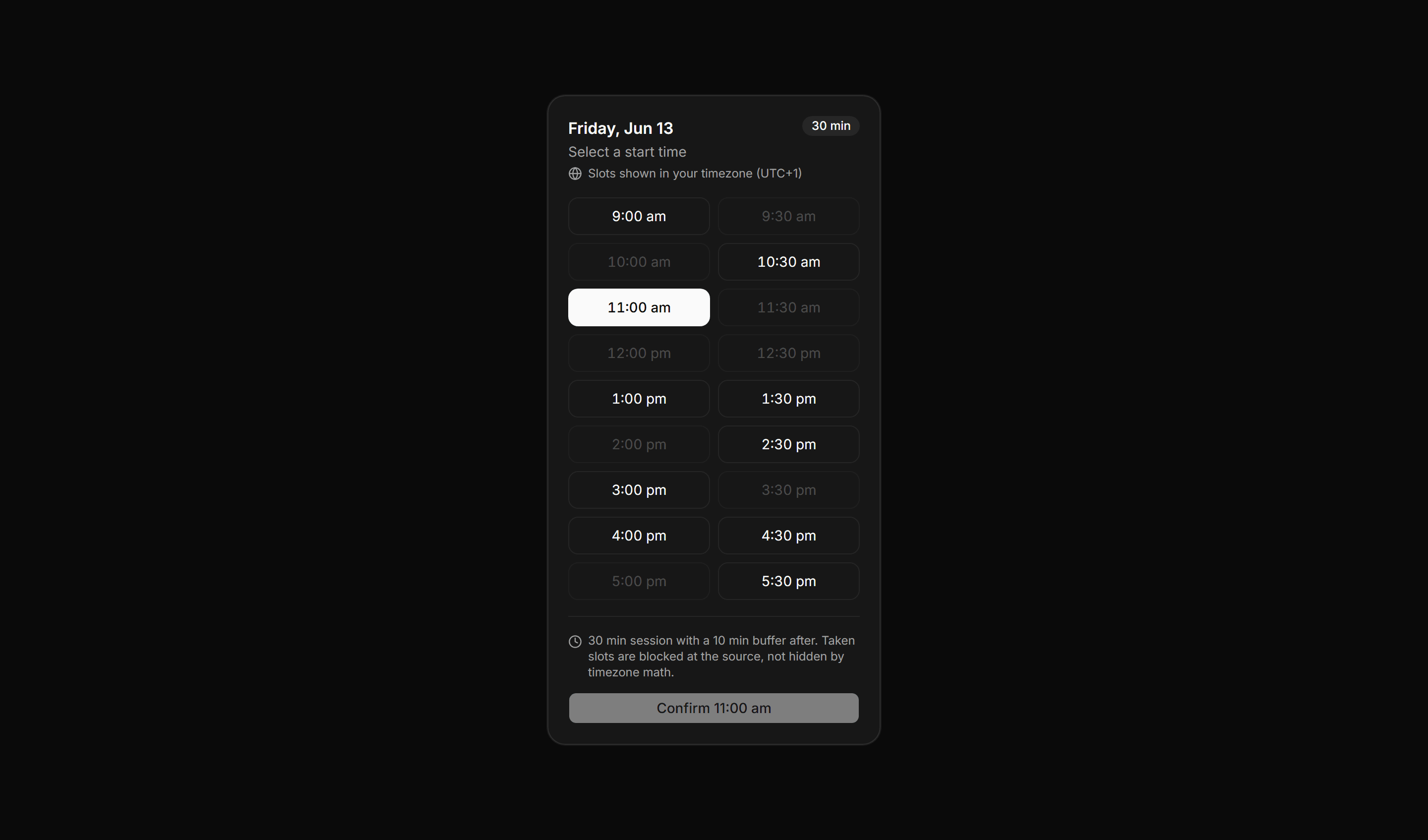 Application Calendar and Scheduling: Availability Grid