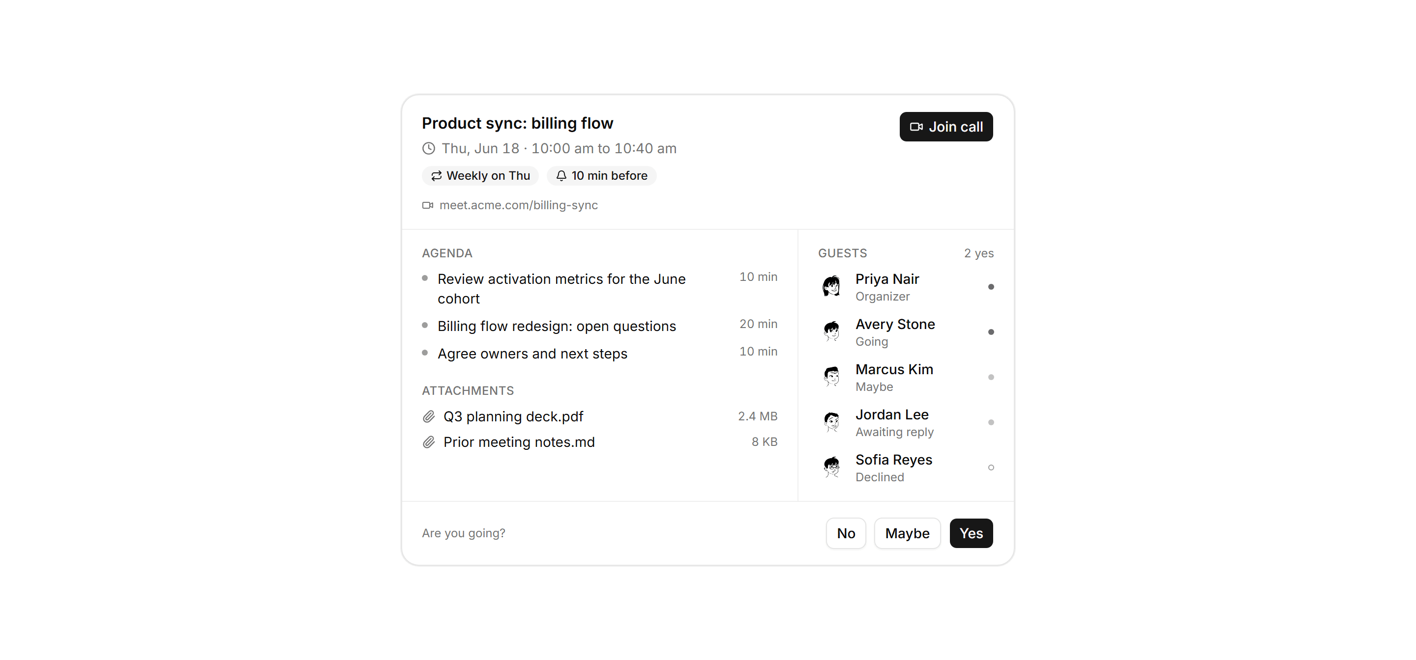 Application Calendar and Scheduling: Event Detail Panel