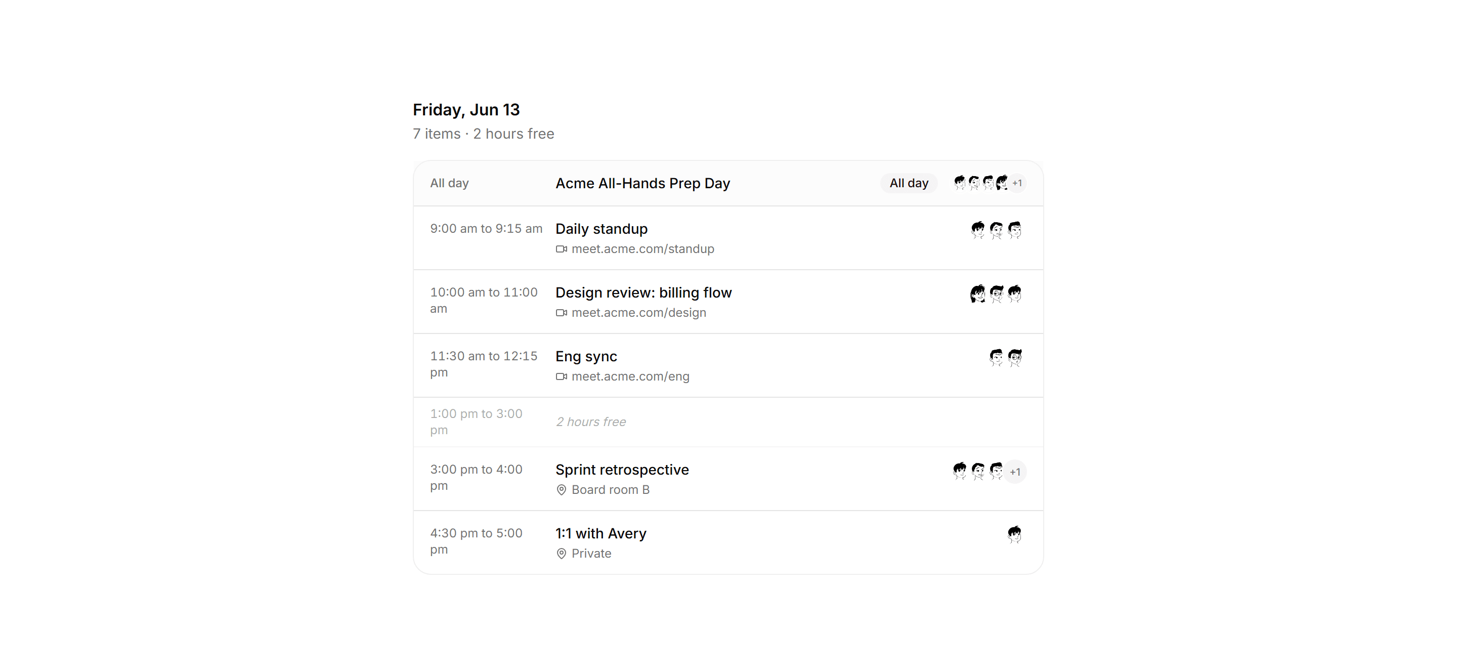 Application Calendar and Scheduling: Event List Day