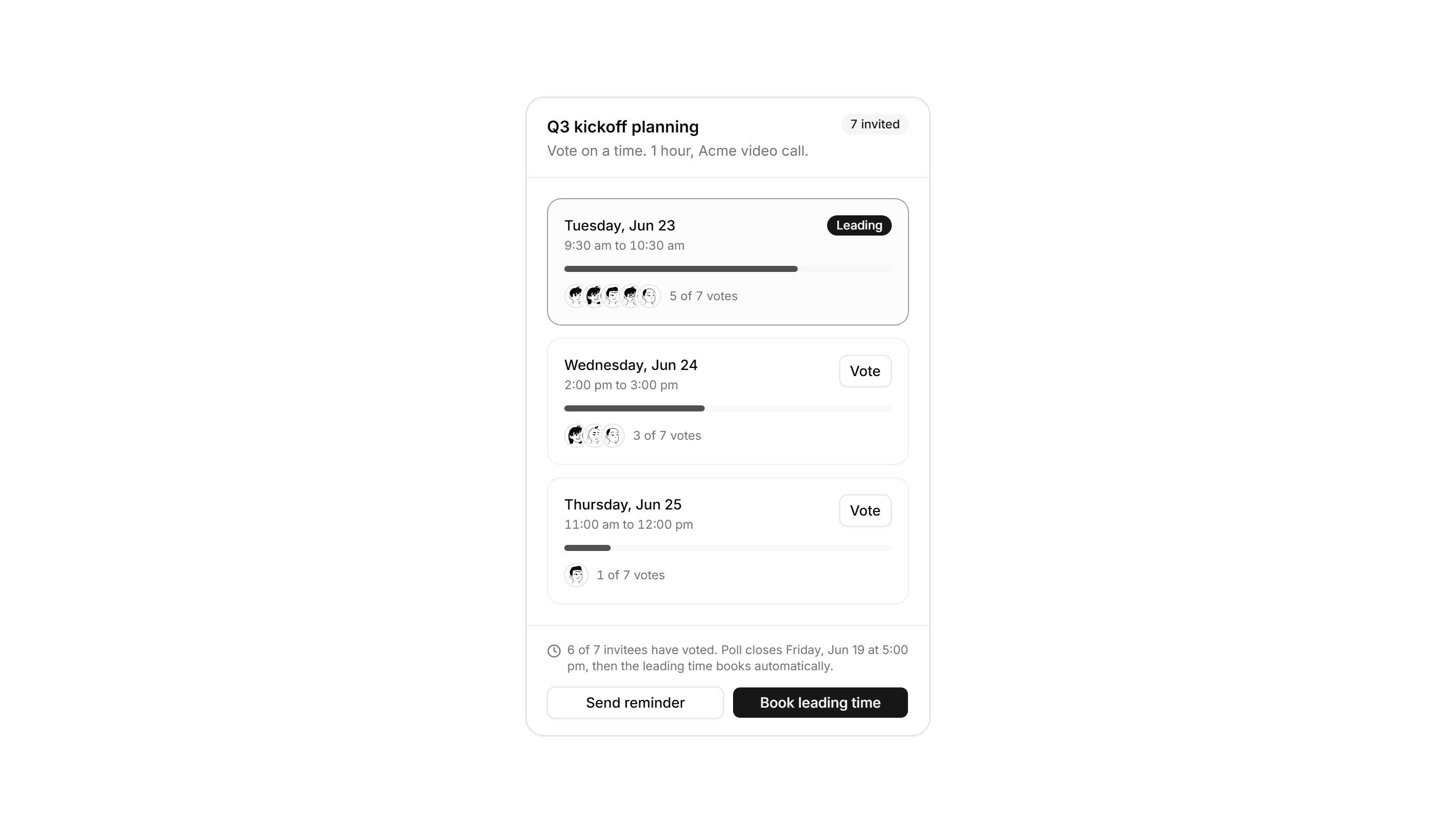 Application Calendar and Scheduling: Meeting Poll Panel