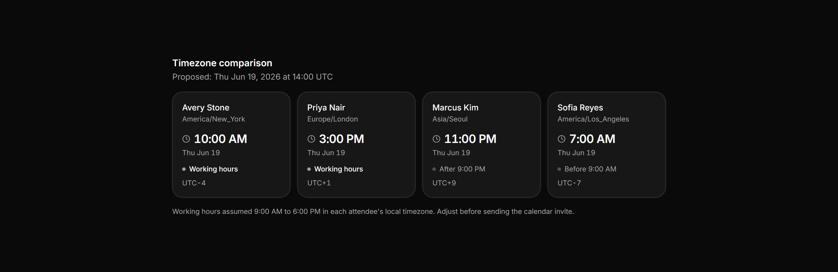 Application Calendar and Scheduling: Timezone Compare Row