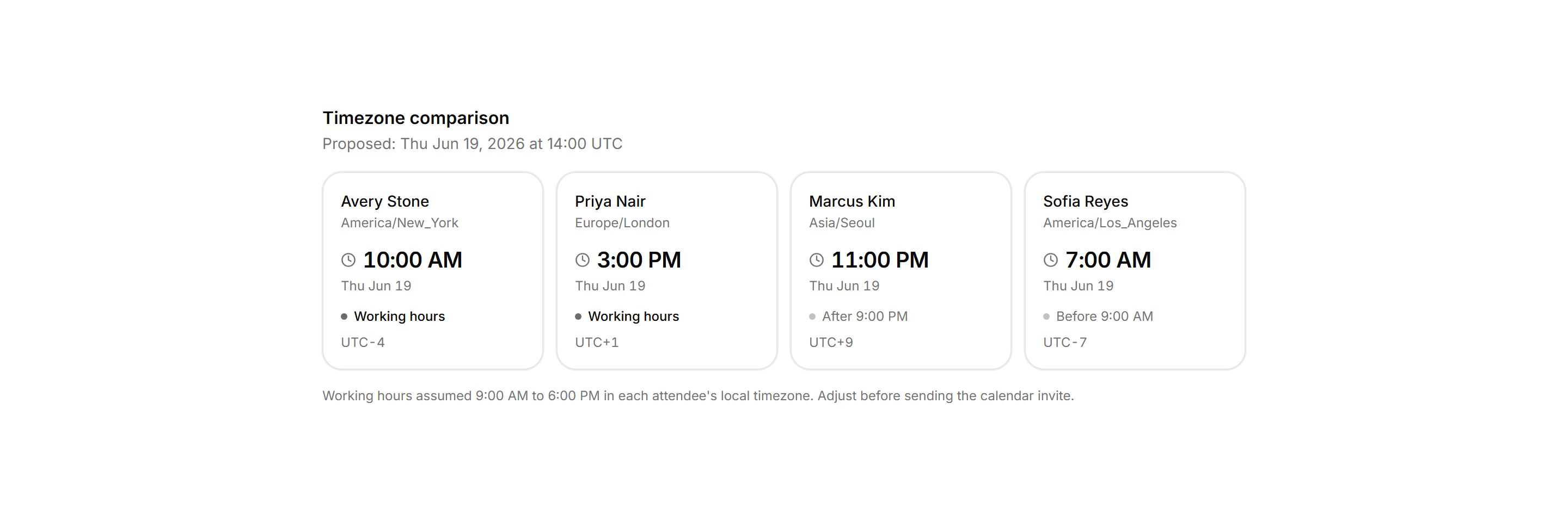 Application Calendar and Scheduling: Timezone Compare Row