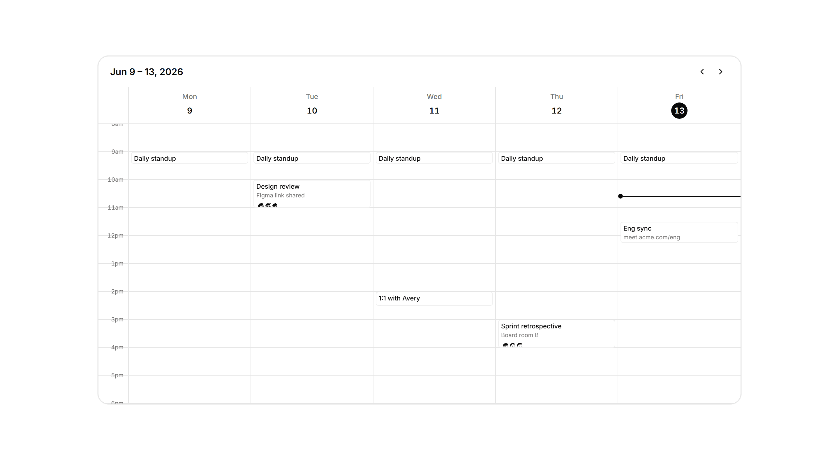 Application Calendar and Scheduling: Week Agenda