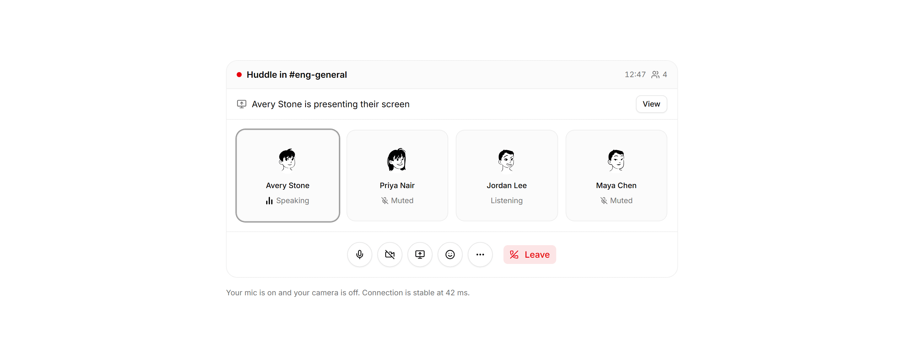 Application Chat and Messaging: Active Call Panel
