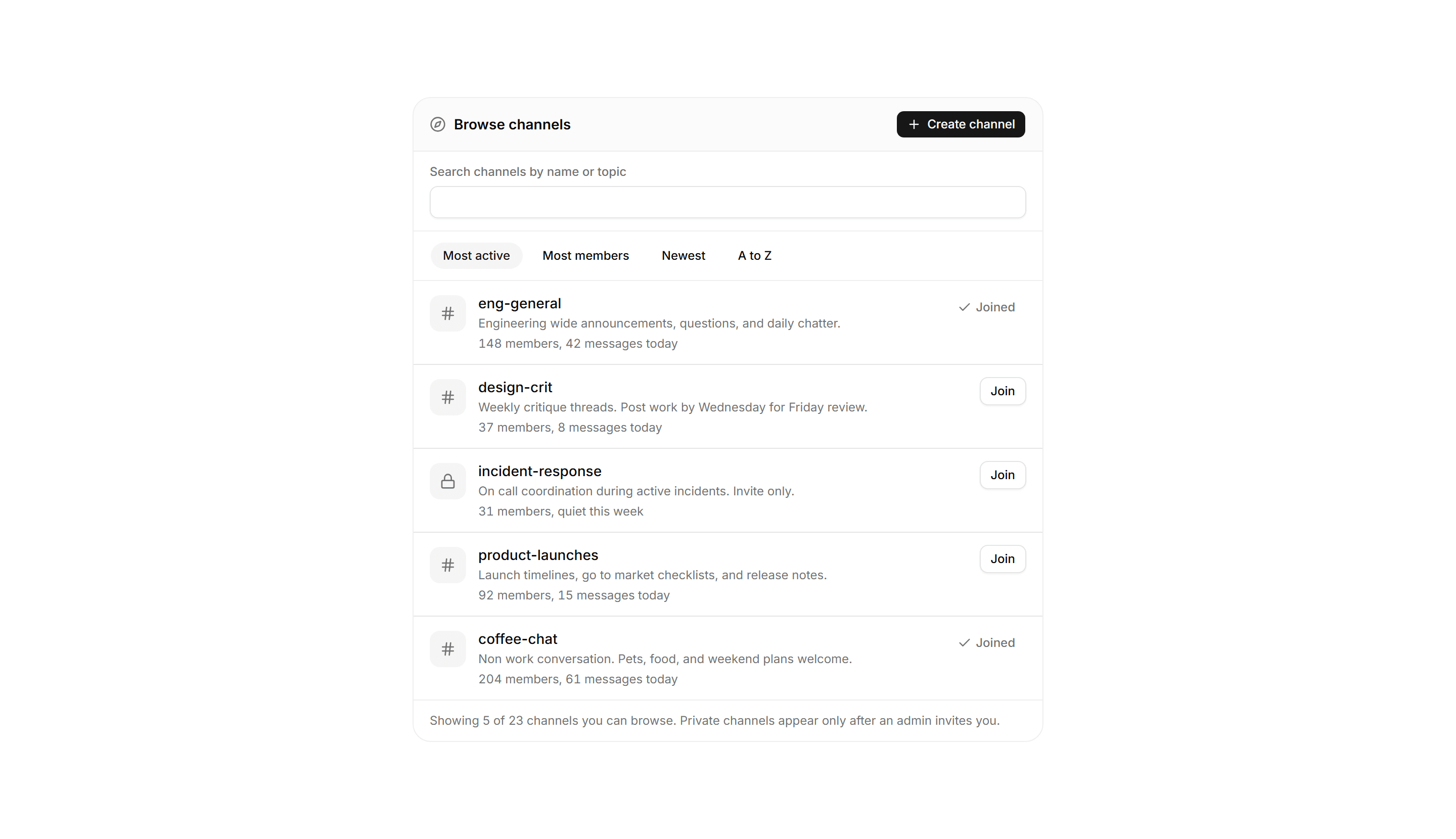 Application Chat and Messaging: Channel Directory