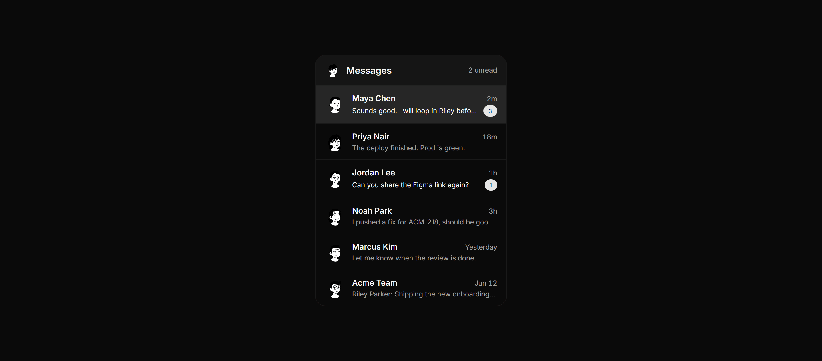 Application Chat and Messaging: Conversation List