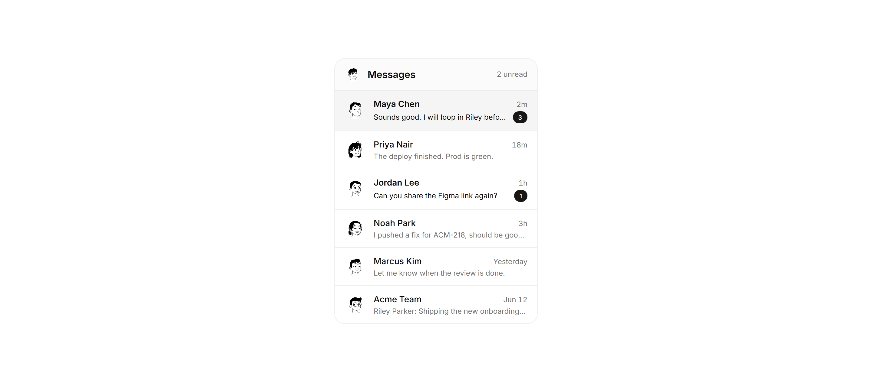 Application Chat and Messaging: Conversation List