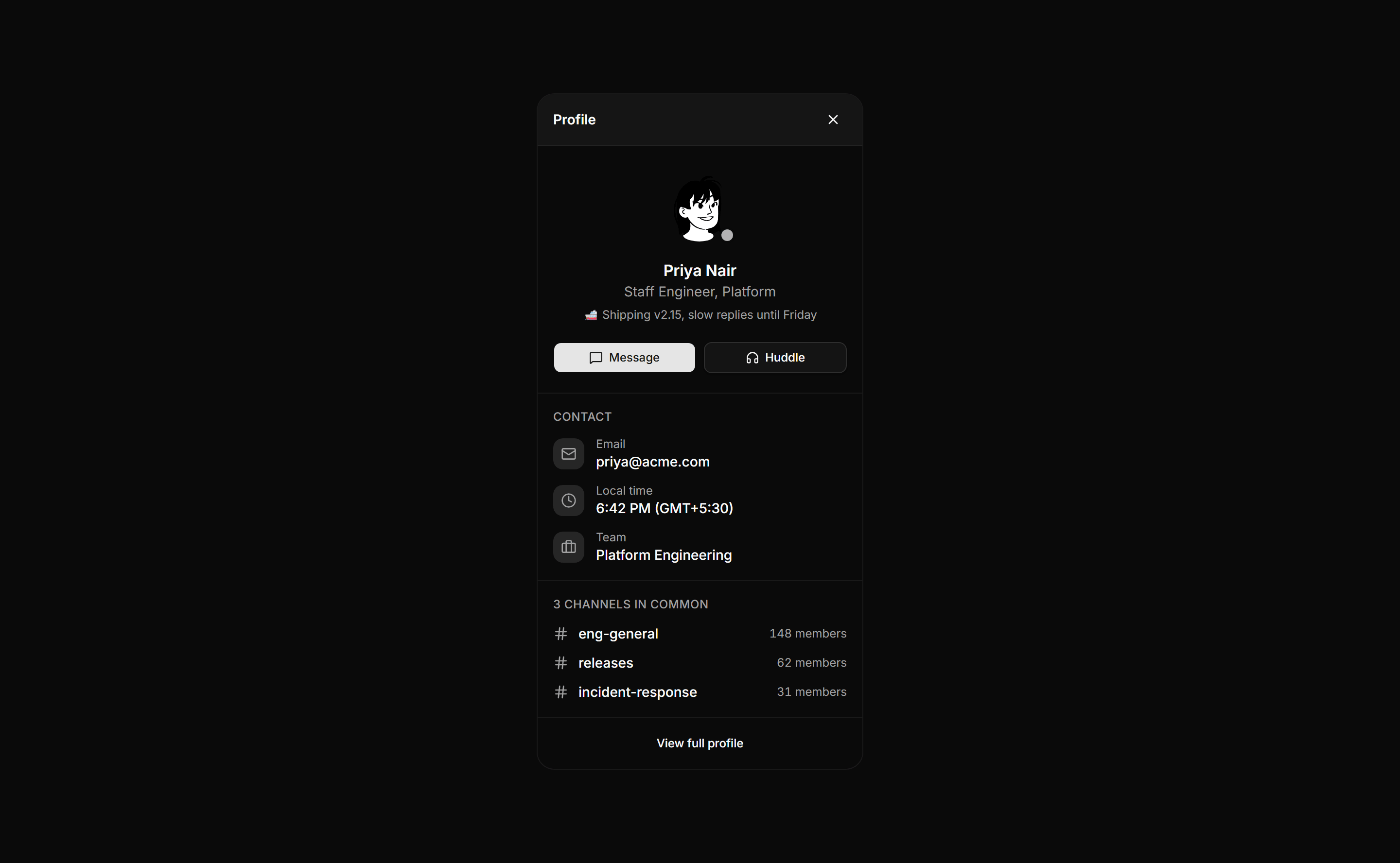 Application Chat and Messaging: Member Profile Drawer
