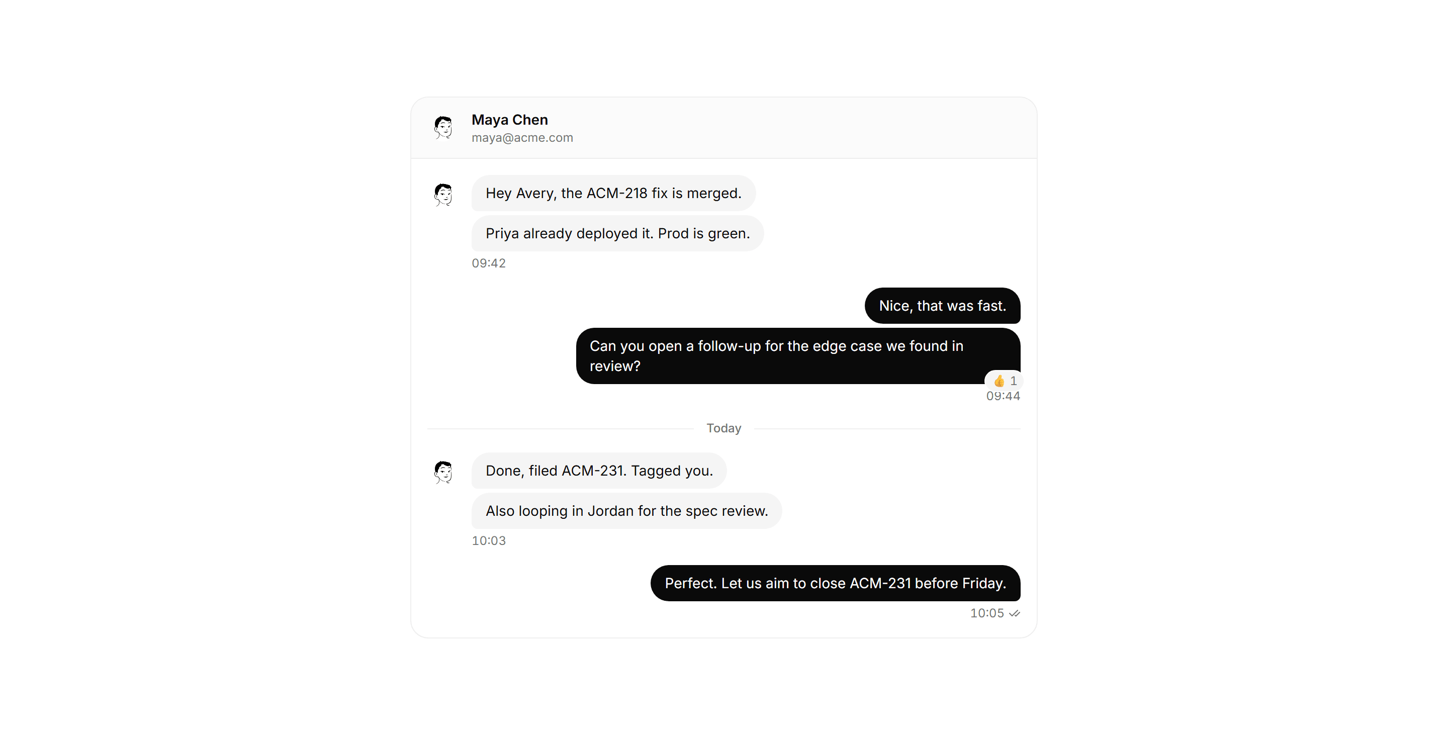 Application Chat and Messaging: Message Thread
