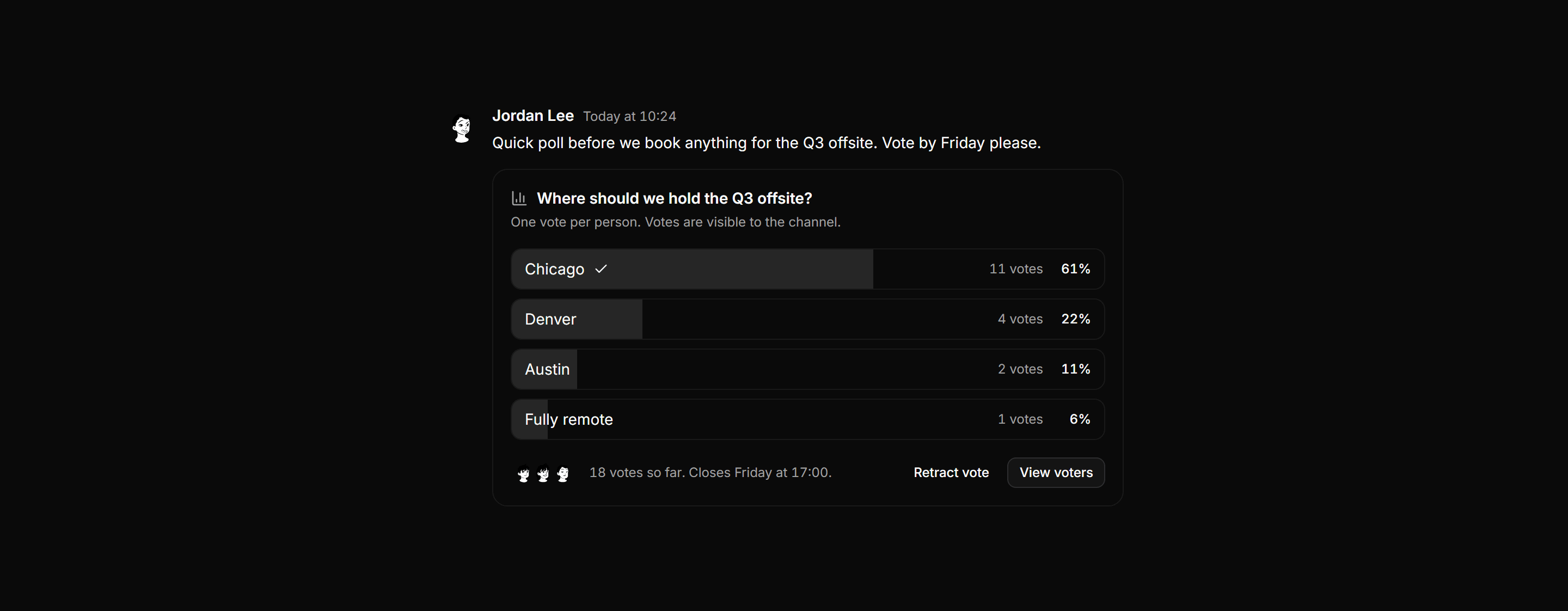 Application Chat and Messaging: Poll Message Card