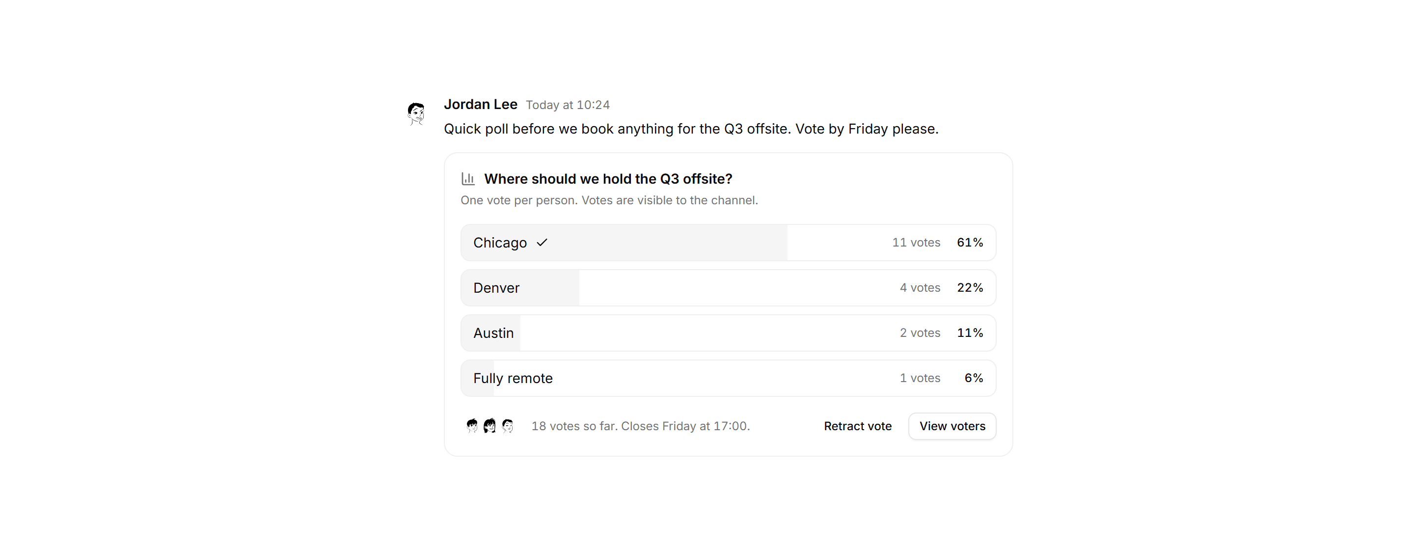 Application Chat and Messaging: Poll Message Card