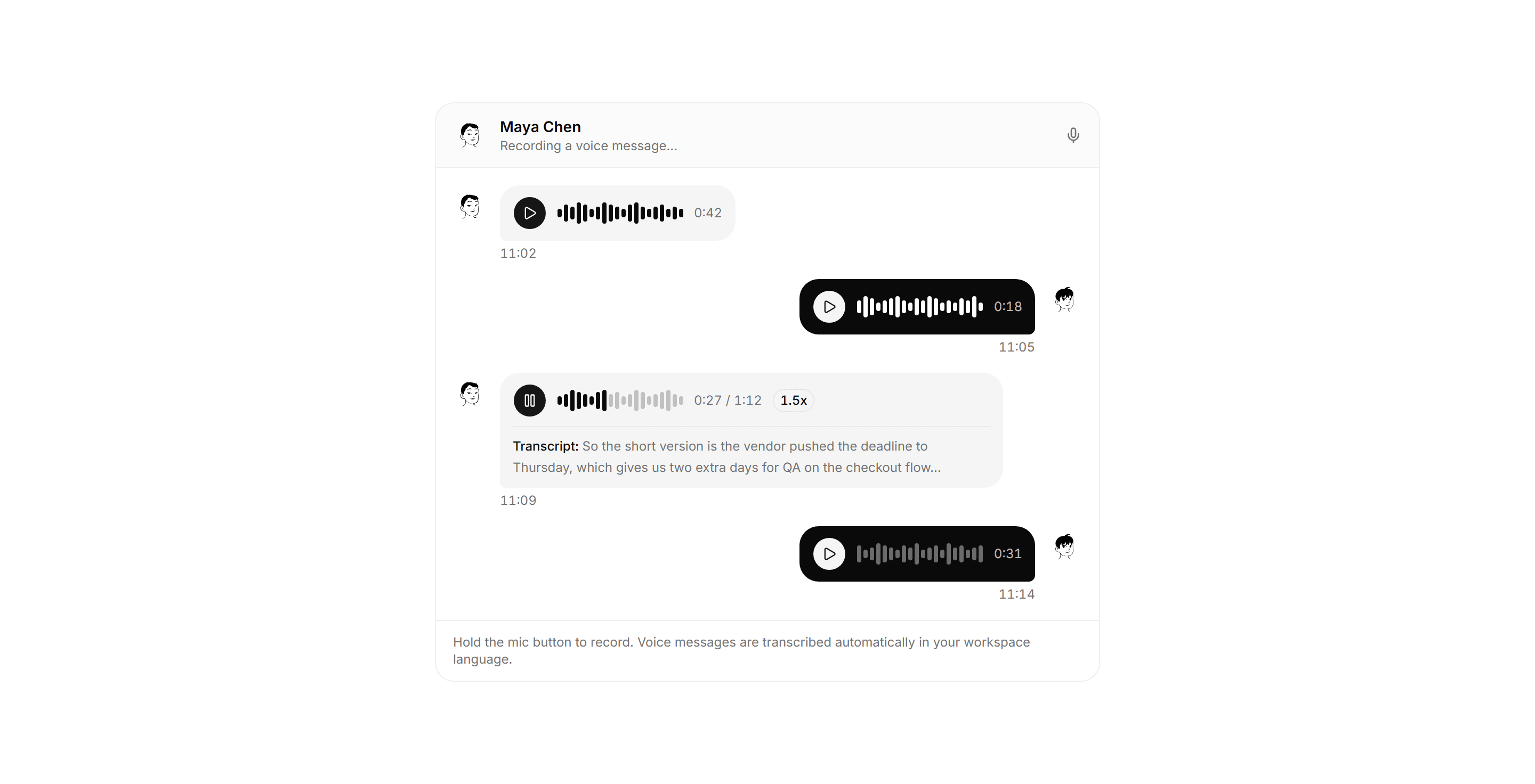Application Chat and Messaging: Voice Message Thread